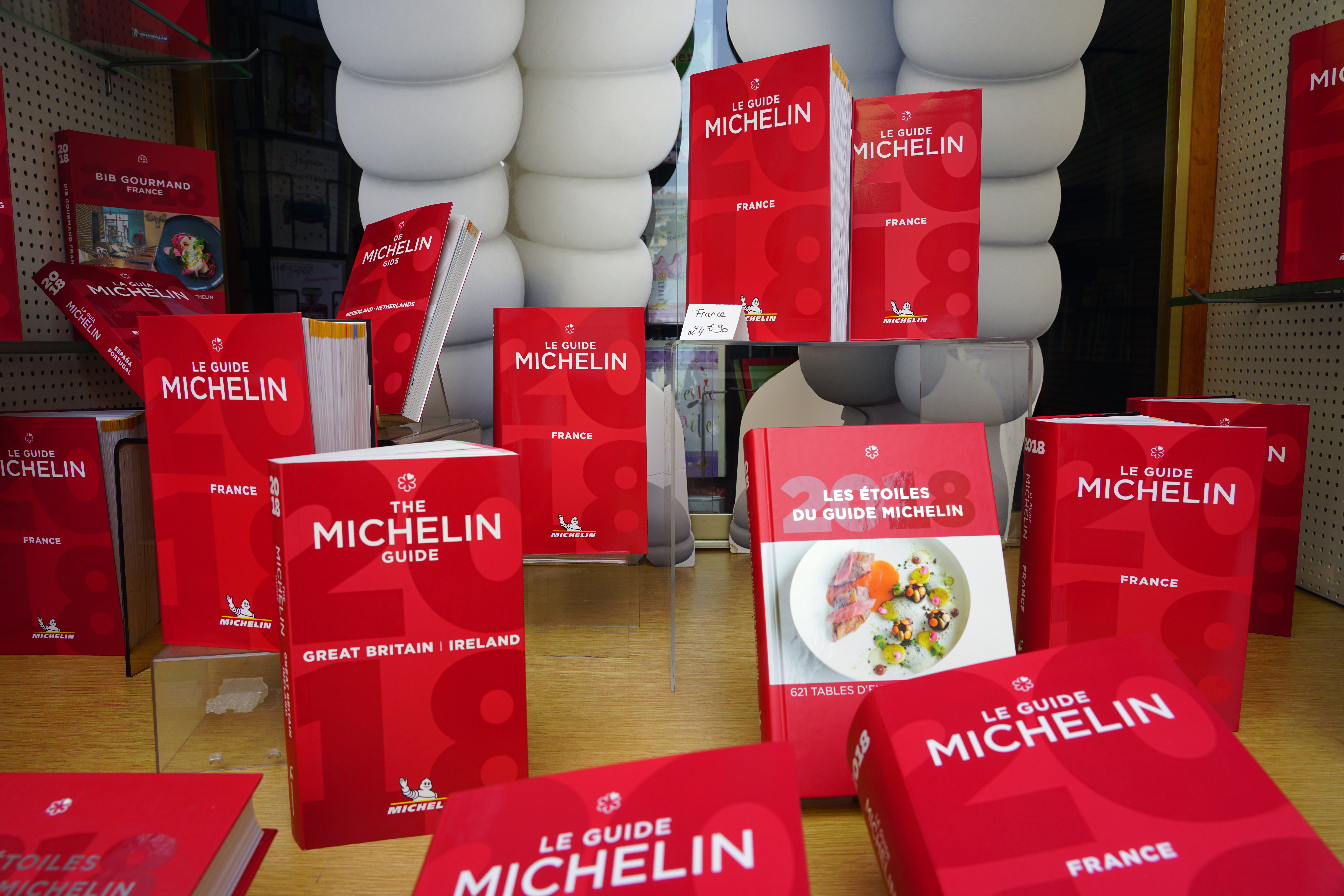 An assortment of Michelin guidebooks