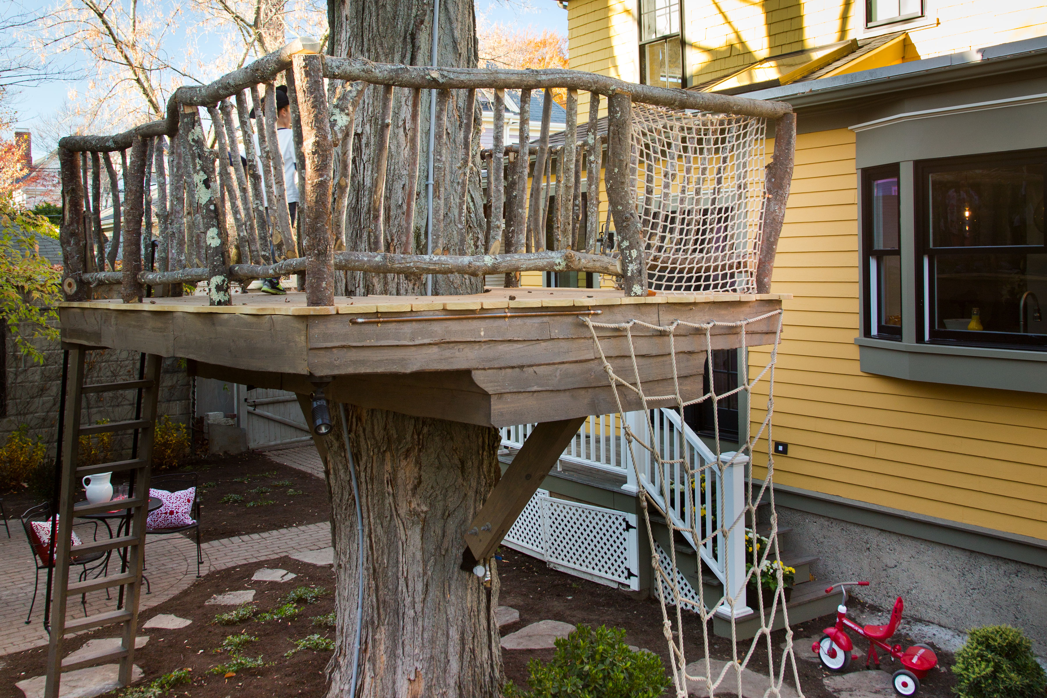 A backyard treehouse