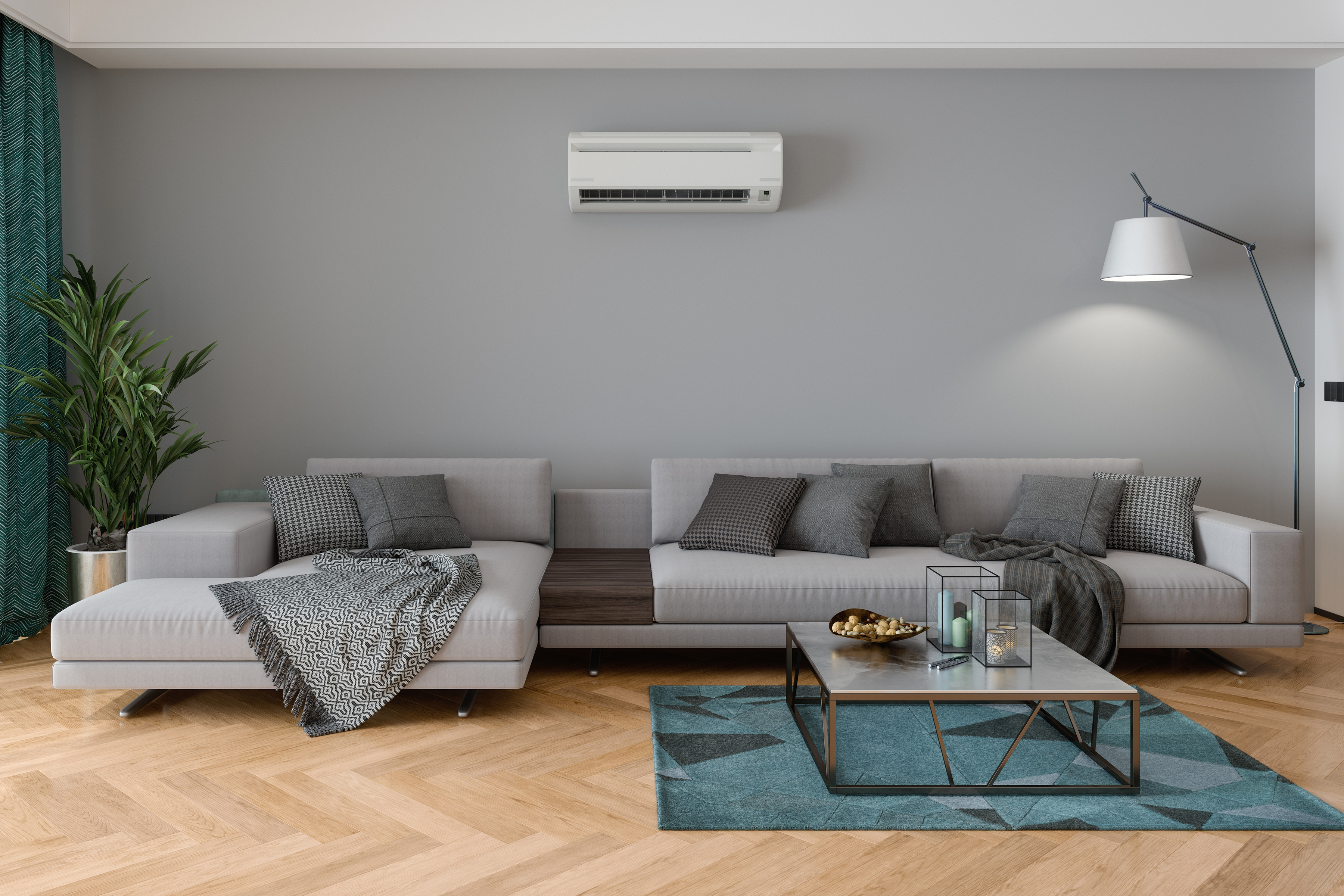 Mini split air conditioner in living room