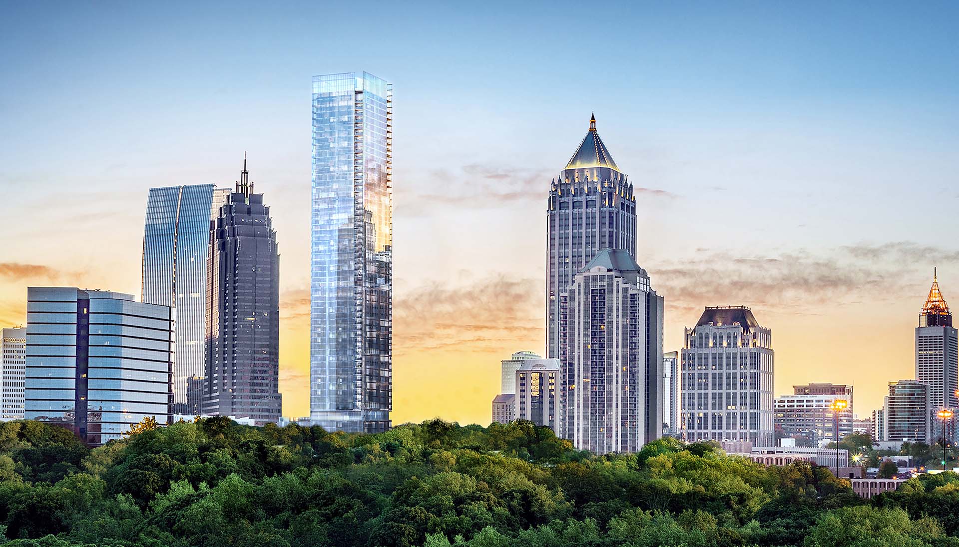 Developers expect the shimmering glass edifice, as seen here in a rendering from the north, to finish in two years.