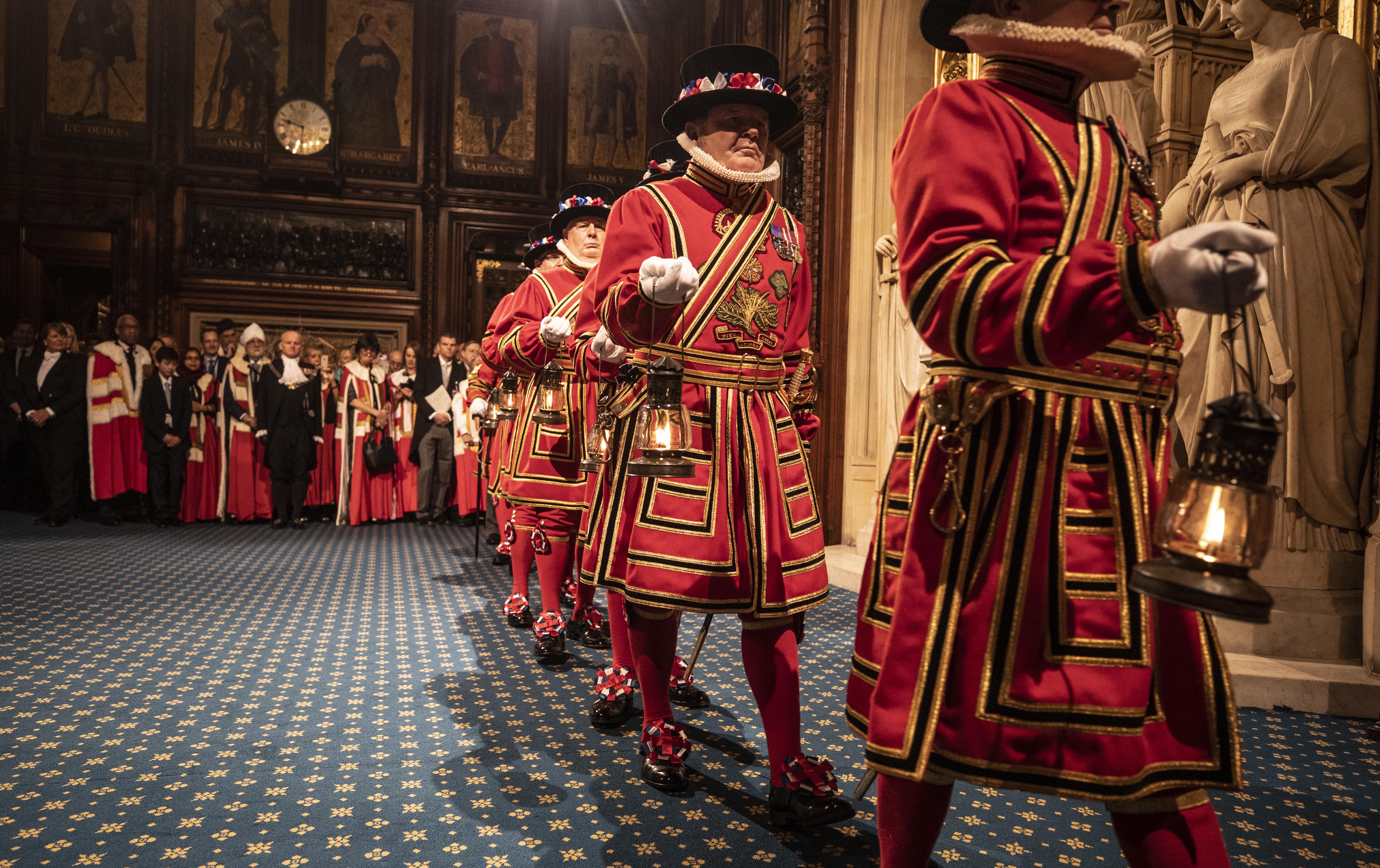 Yeoman of the Guard searching for gunpowder at the Houses of Parliament