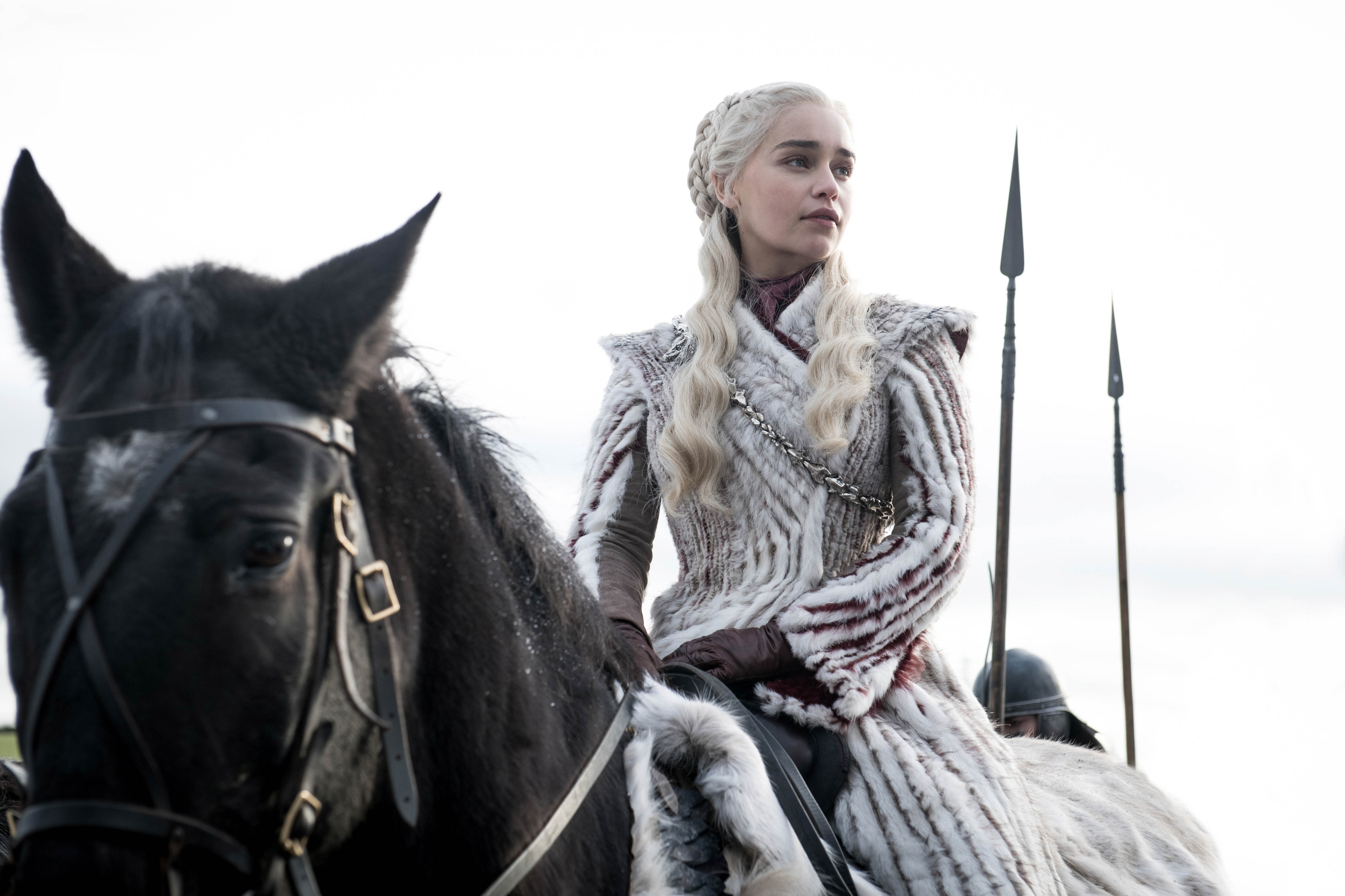Daenerys Targaryen seated on a horse in the HBO show “Game of Thrones.”