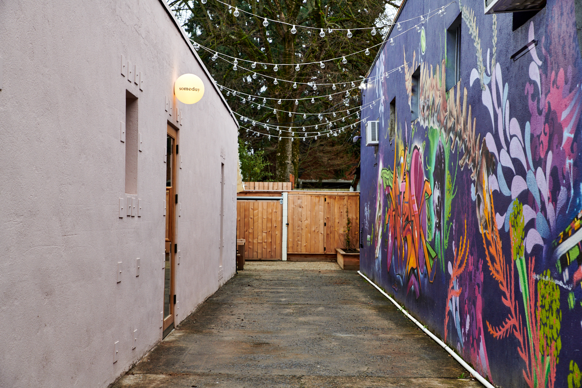 A colorful alleyway marks the way to Someday