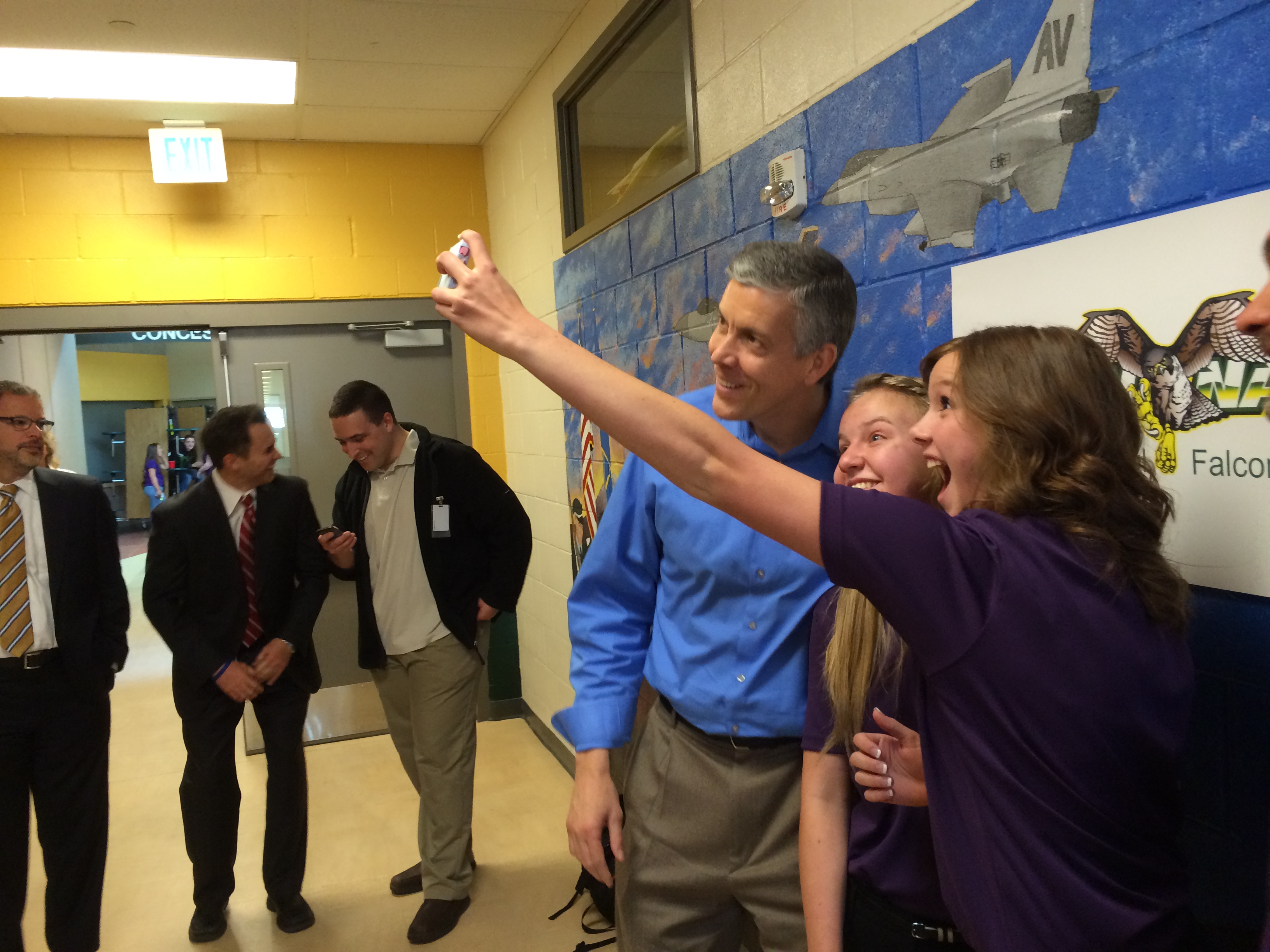 U.S. Secretary of Education Arne Duncan posed for a selfie with students in Colorado Springs last year.