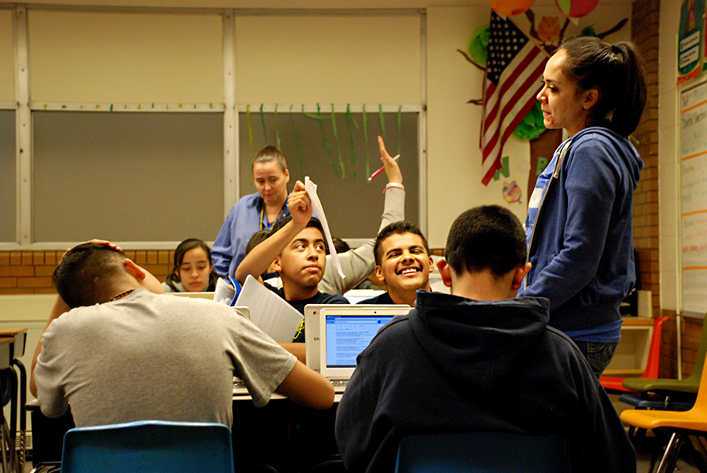 Students work on an English assignment at M. Scott Carpenter Middle School in Westminster.