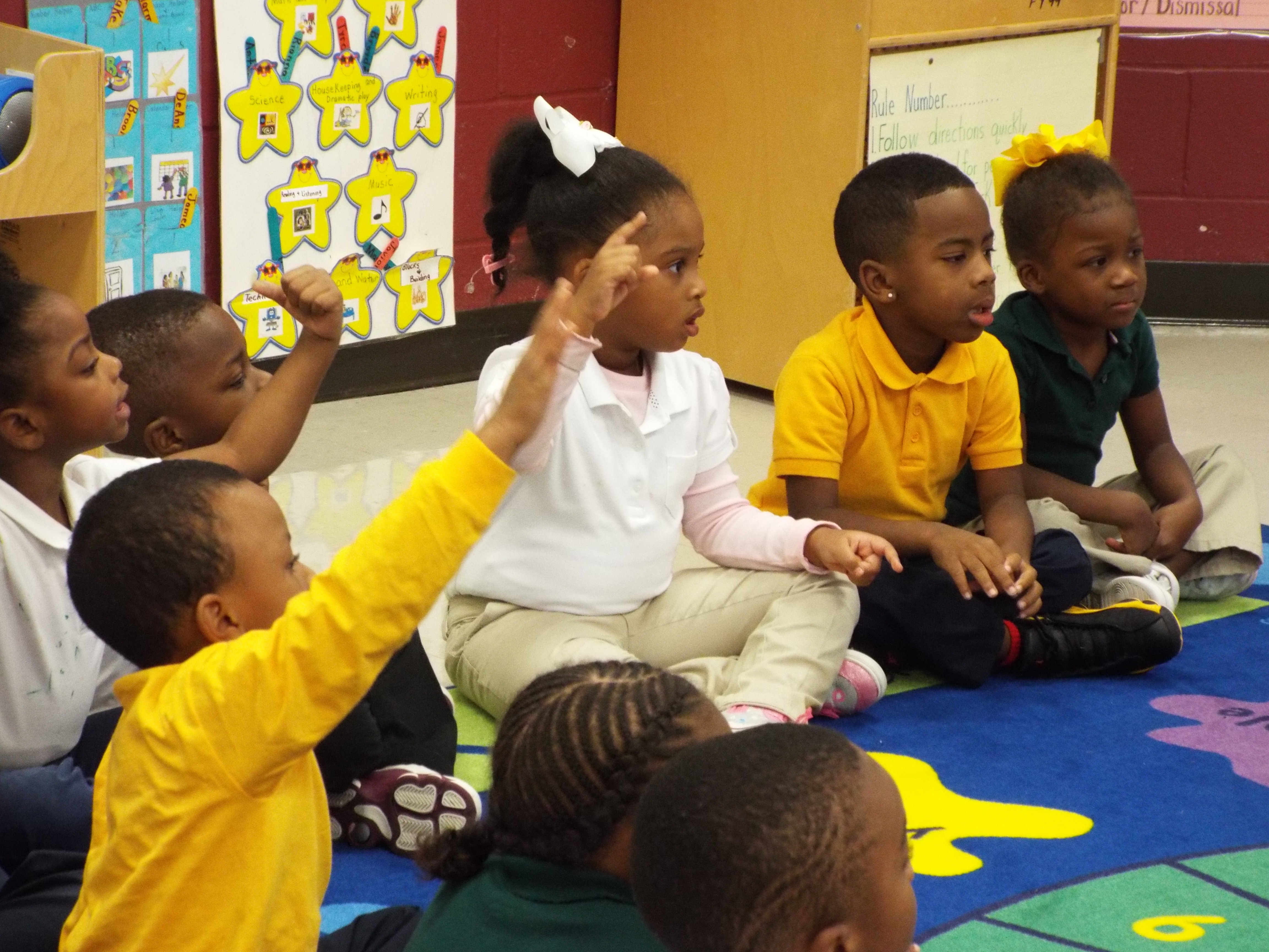 Pre-K students have reading time in a prekindergarten class at Lucie E. Campbell Elementary in Memphis.