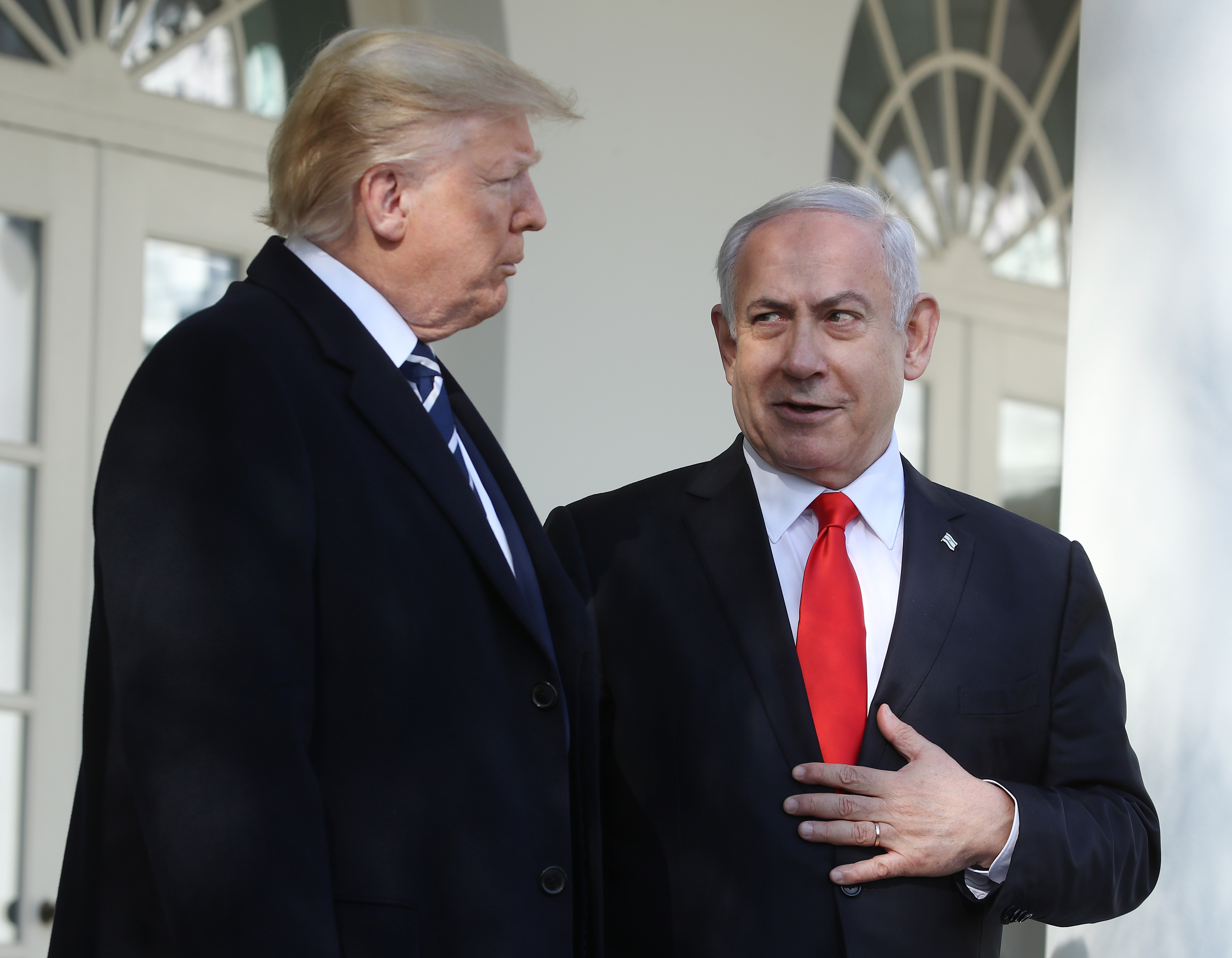 President Donald Trump and&nbsp;Israeli Prime Minister Benjamin Netanyahu&nbsp;talk to reporters at the White House on January 27, 2020 in Washington, DC.