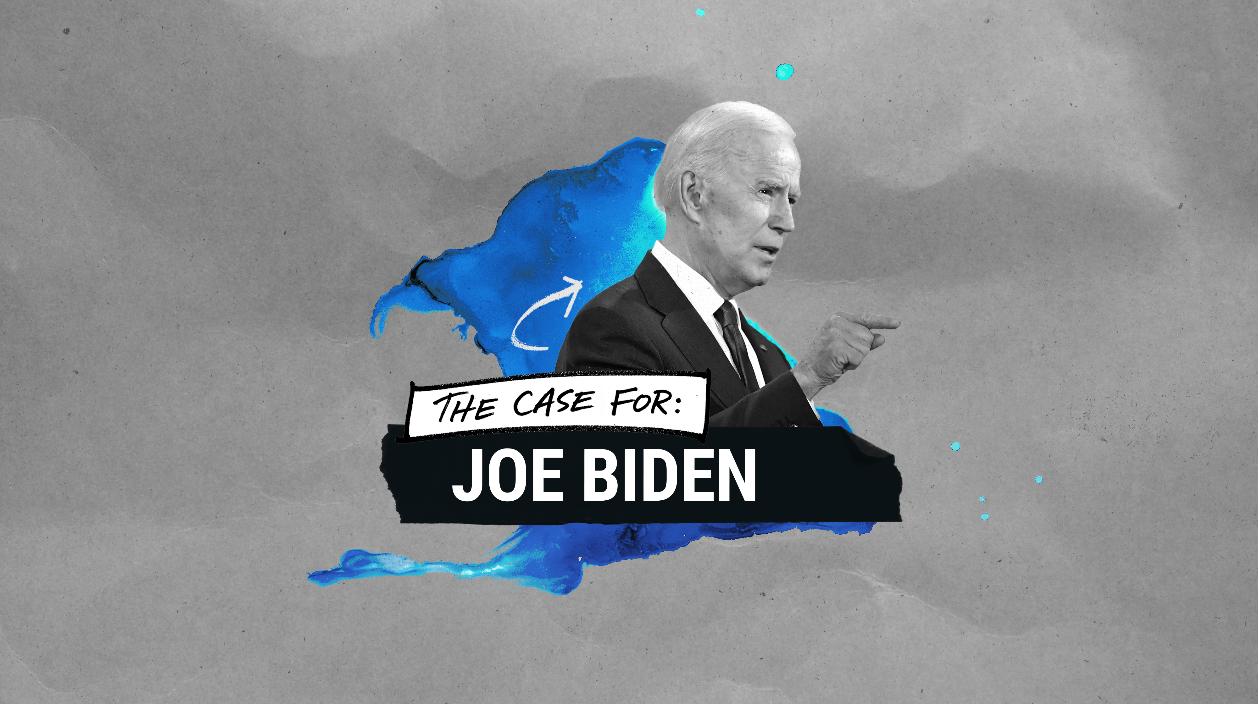 An illustration saying “The case for Joe Biden”