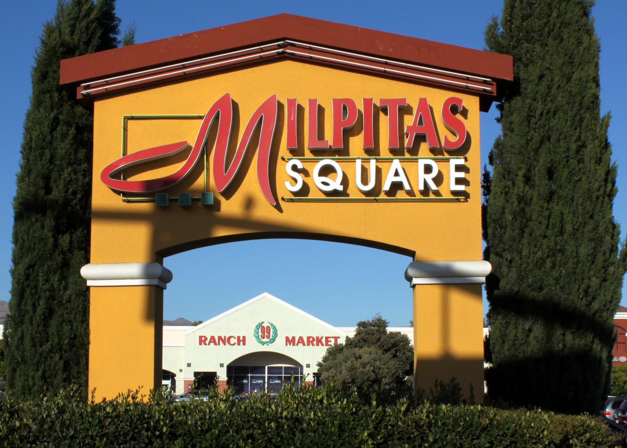 The sign for the Milpitas Square mall