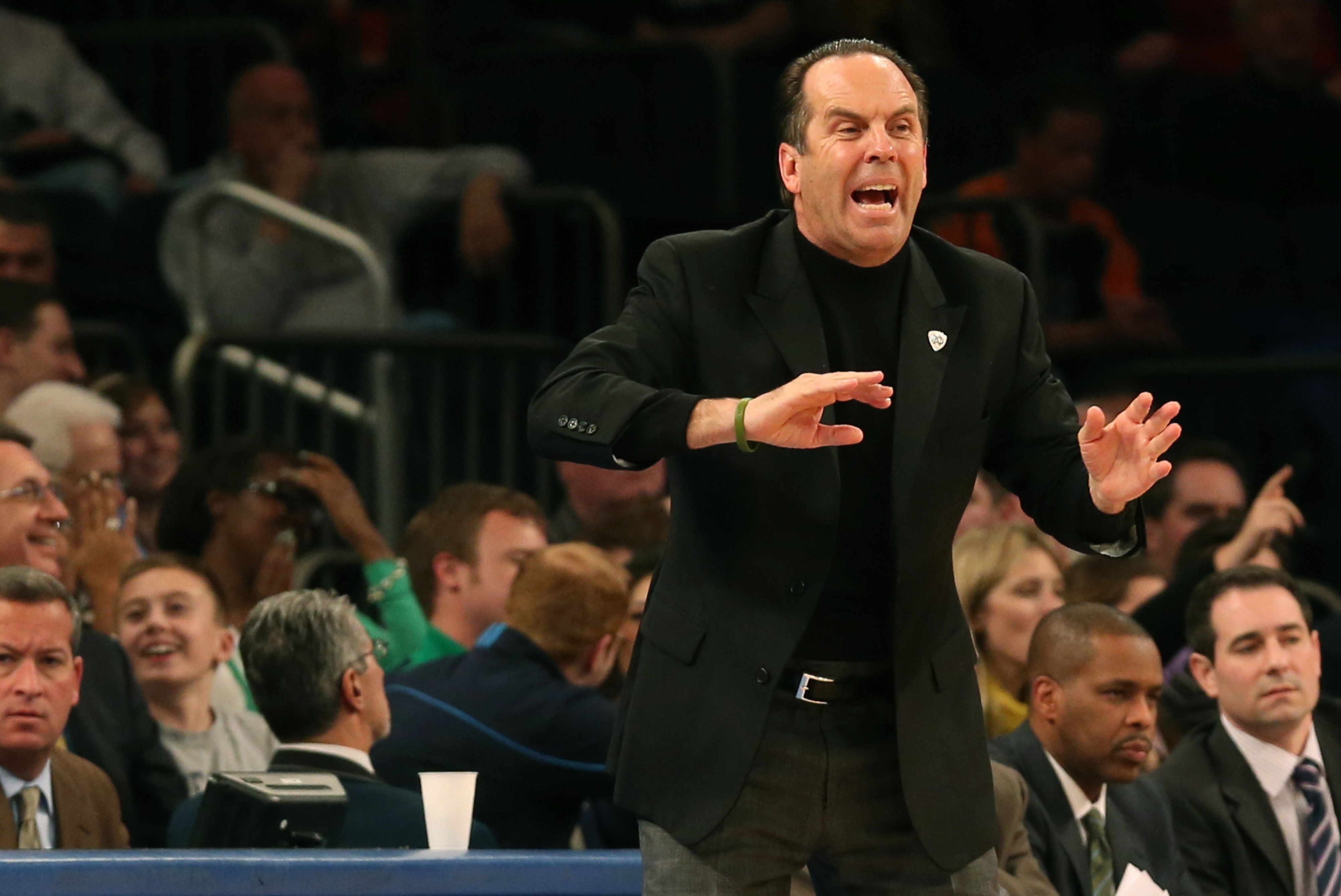 Mike Brey, struck by the horrors in the Garden once again.