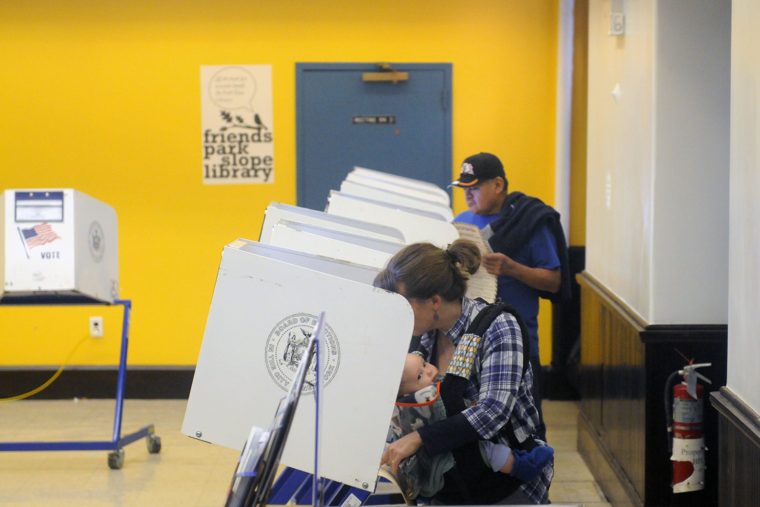 People vote at a Park Slope polling place.