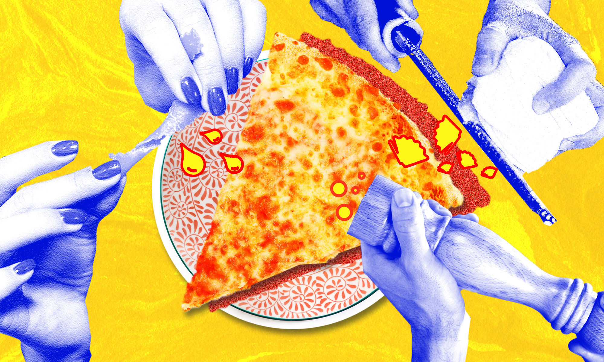 这是一张切片披萨的图片，上面用手磨奶酪，磨胡椒，还加了柠檬皮。