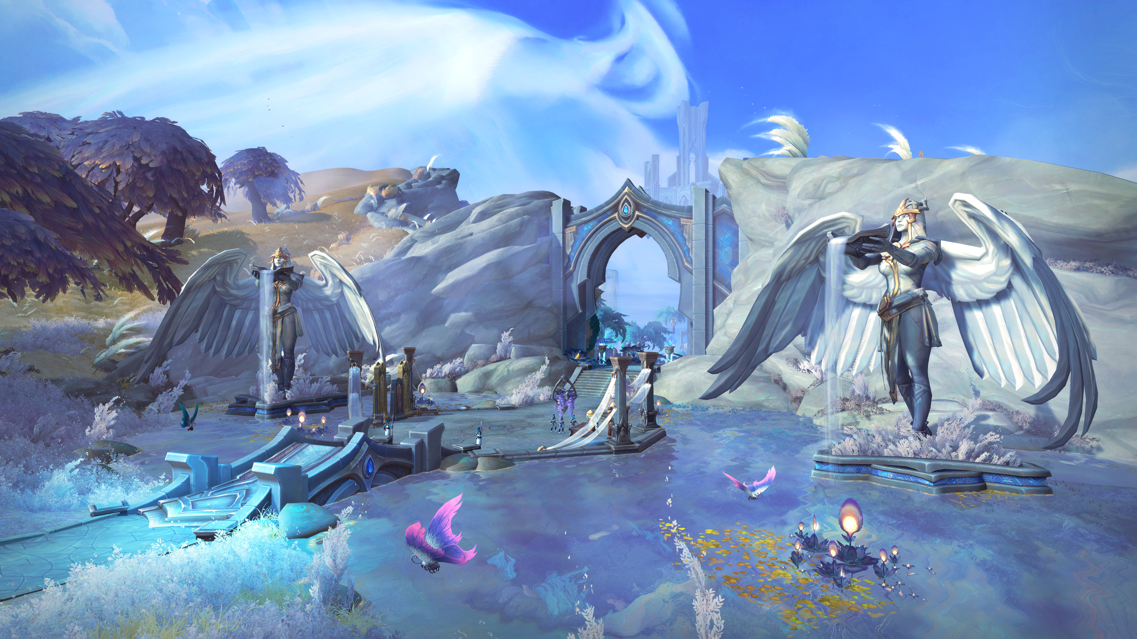 World of Warcraft: Shadowlands - a shot of the new Bastion zone, where the Kyrian Covenant live.