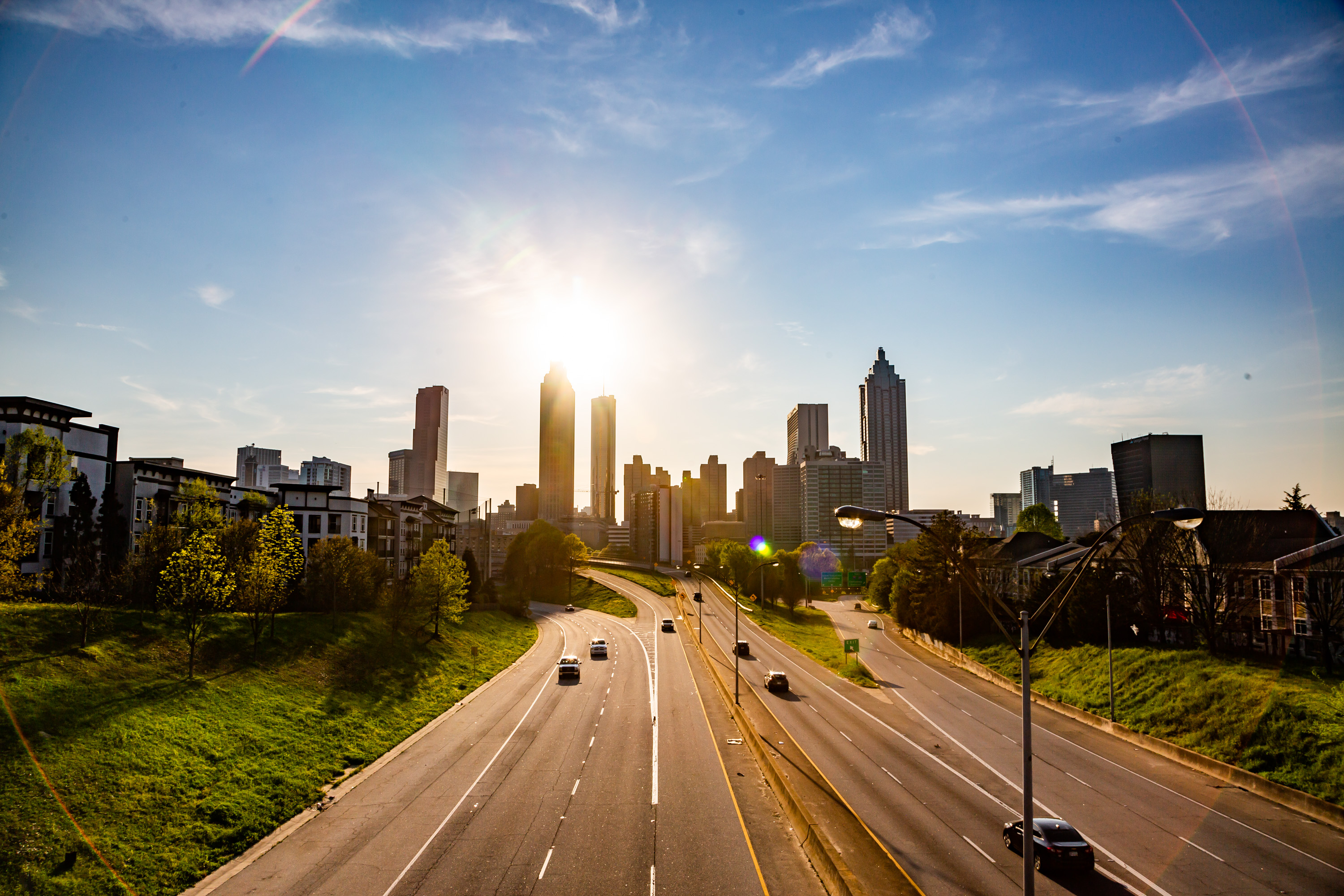 Photograph of Freedom Parkway from the Jackson Street Bridge looking toward downtown Atlanta