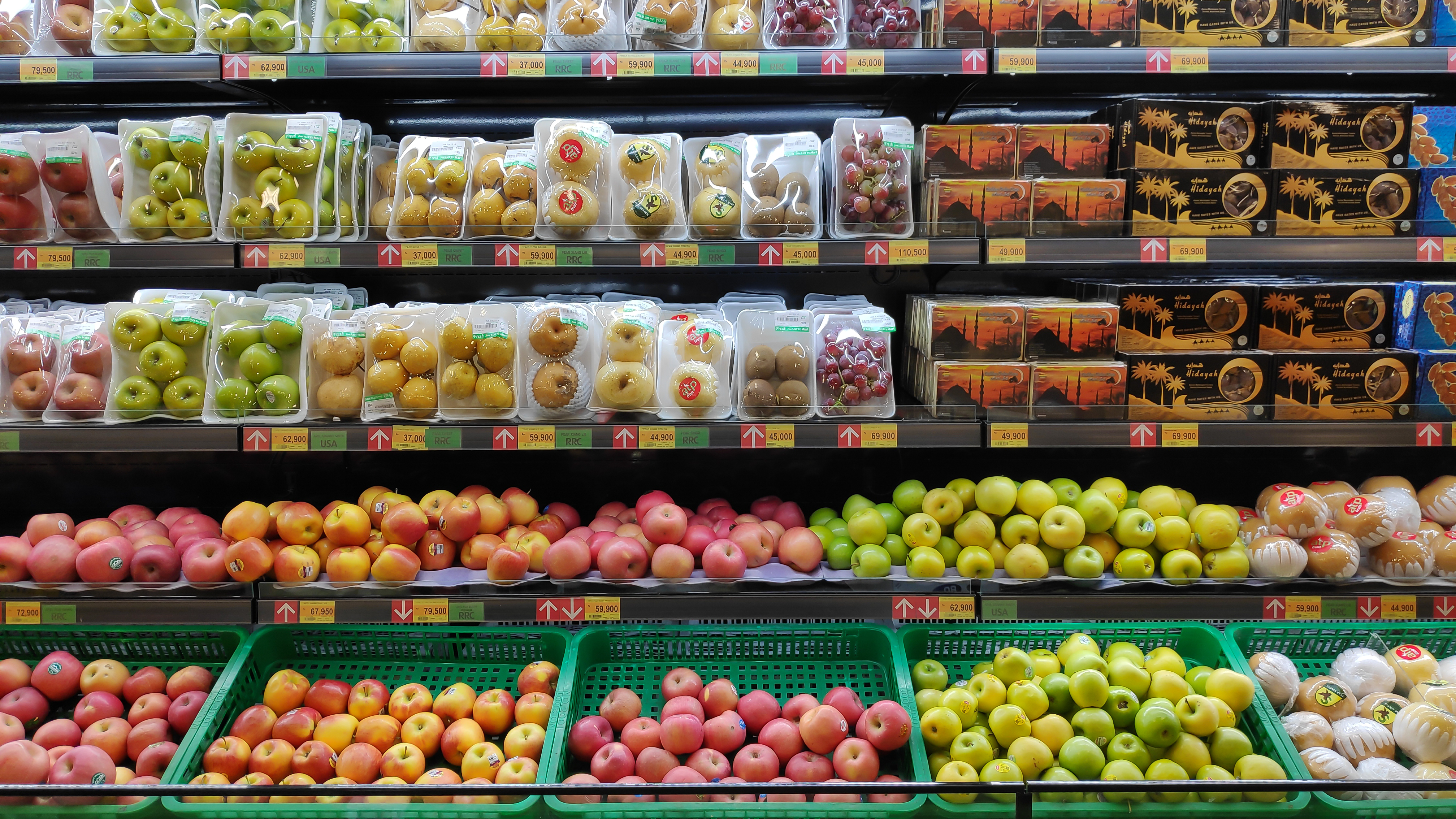 Various type of fruits at supermarket.
