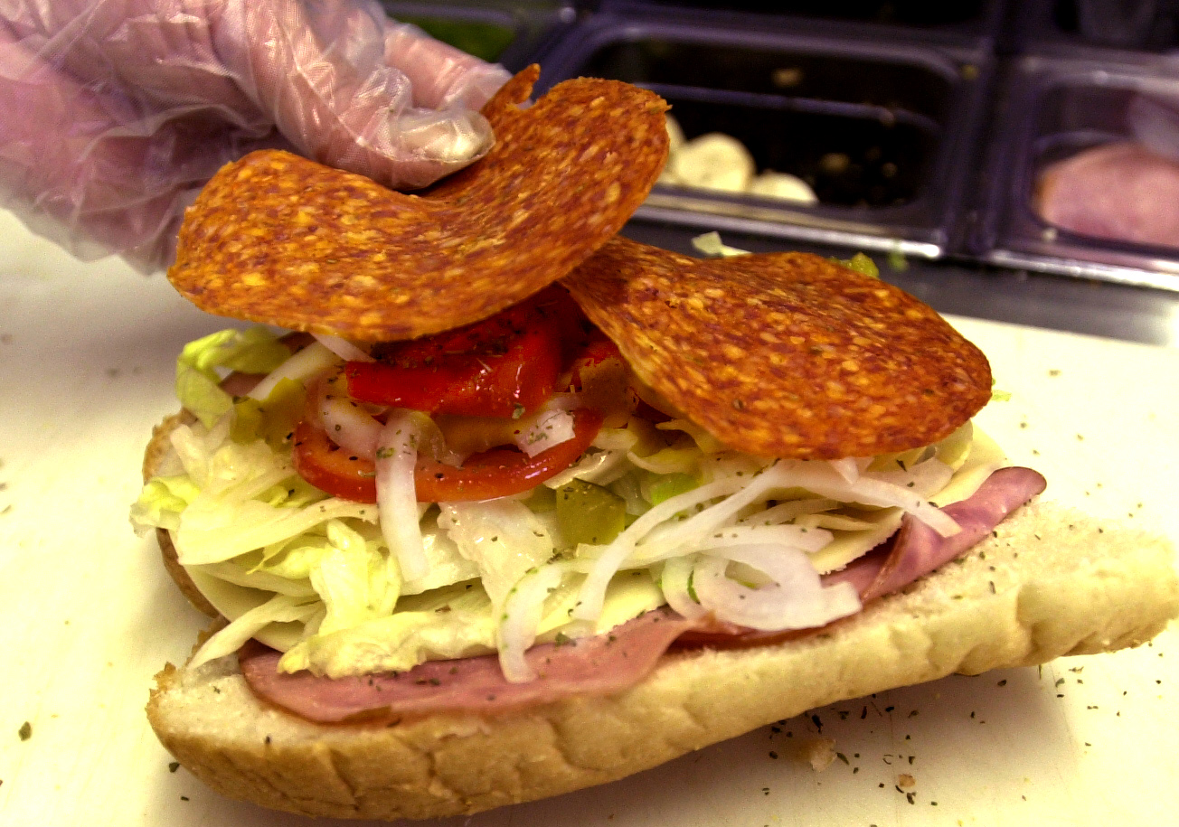 Staff photo by Doug Jones: A hoagie sandwich made at Pear’s ice cream and hoagie shop in Casco Villa