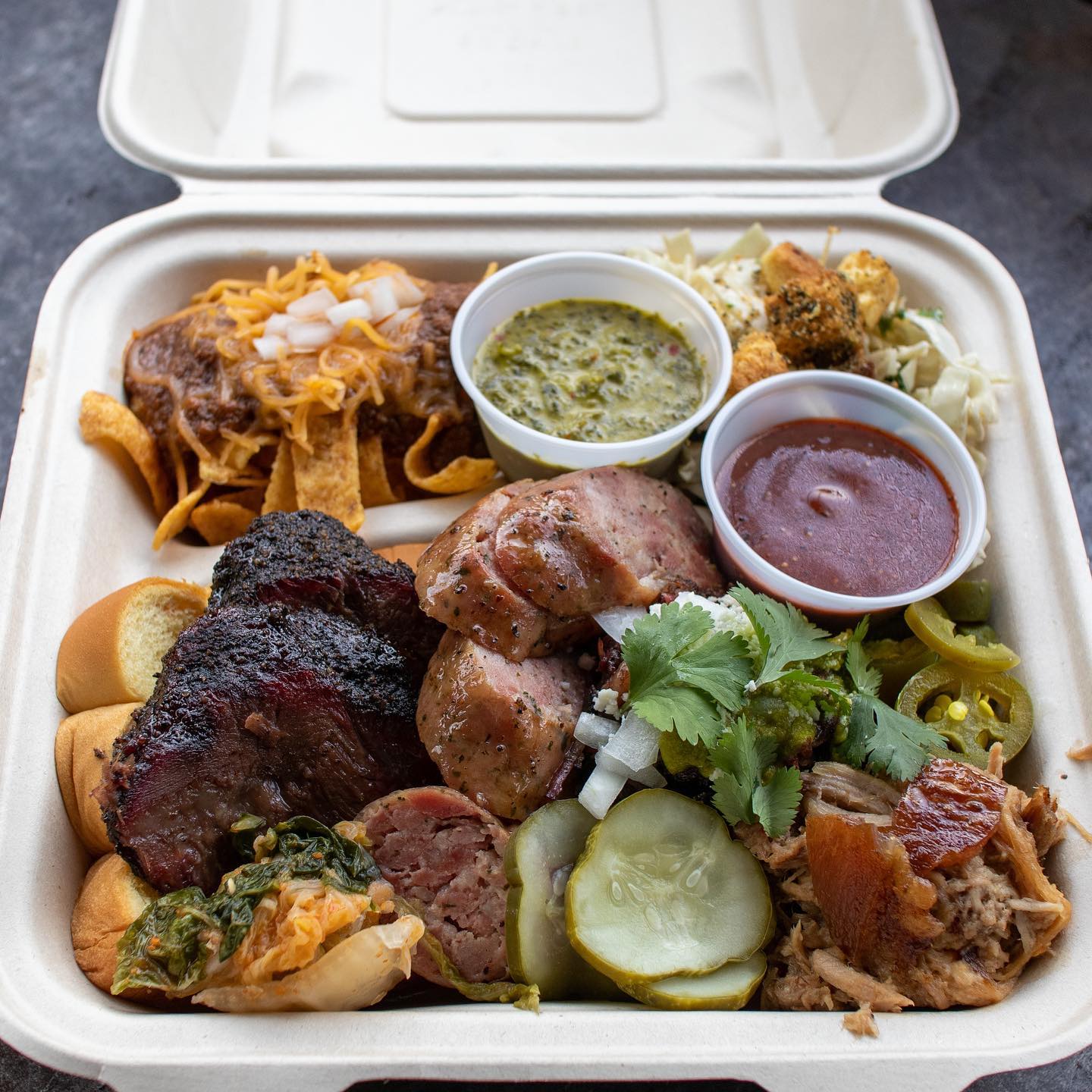 A barbecue to-go plate from LeRoy &amp; Lewis