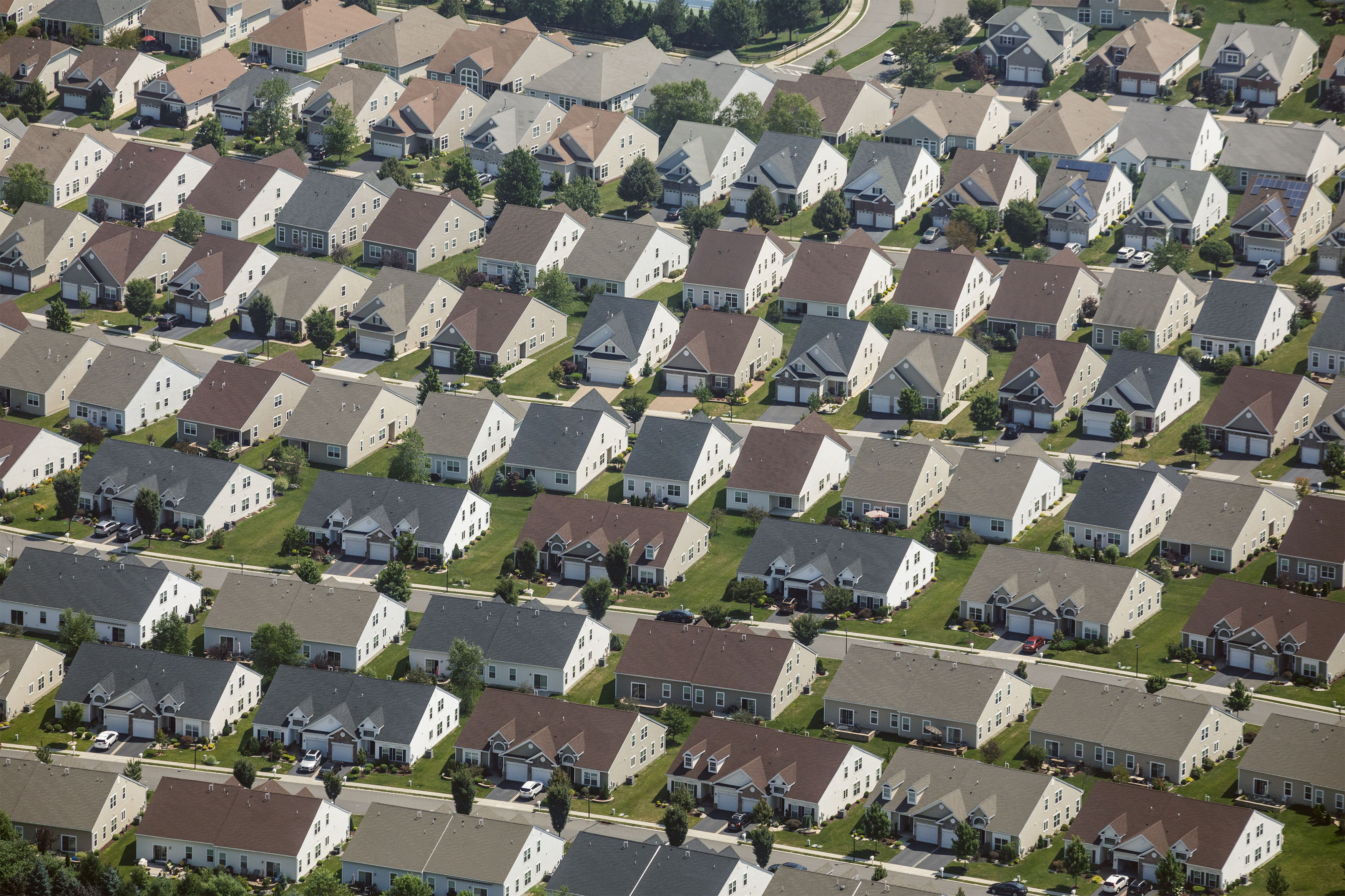 An arial view of single family houses.