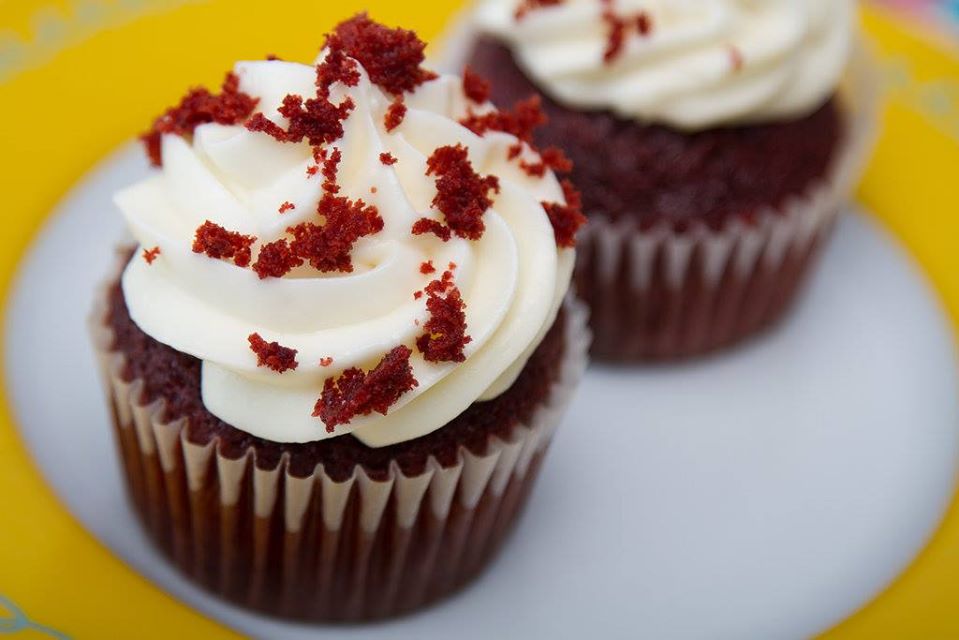 two red velvet cupcakes
