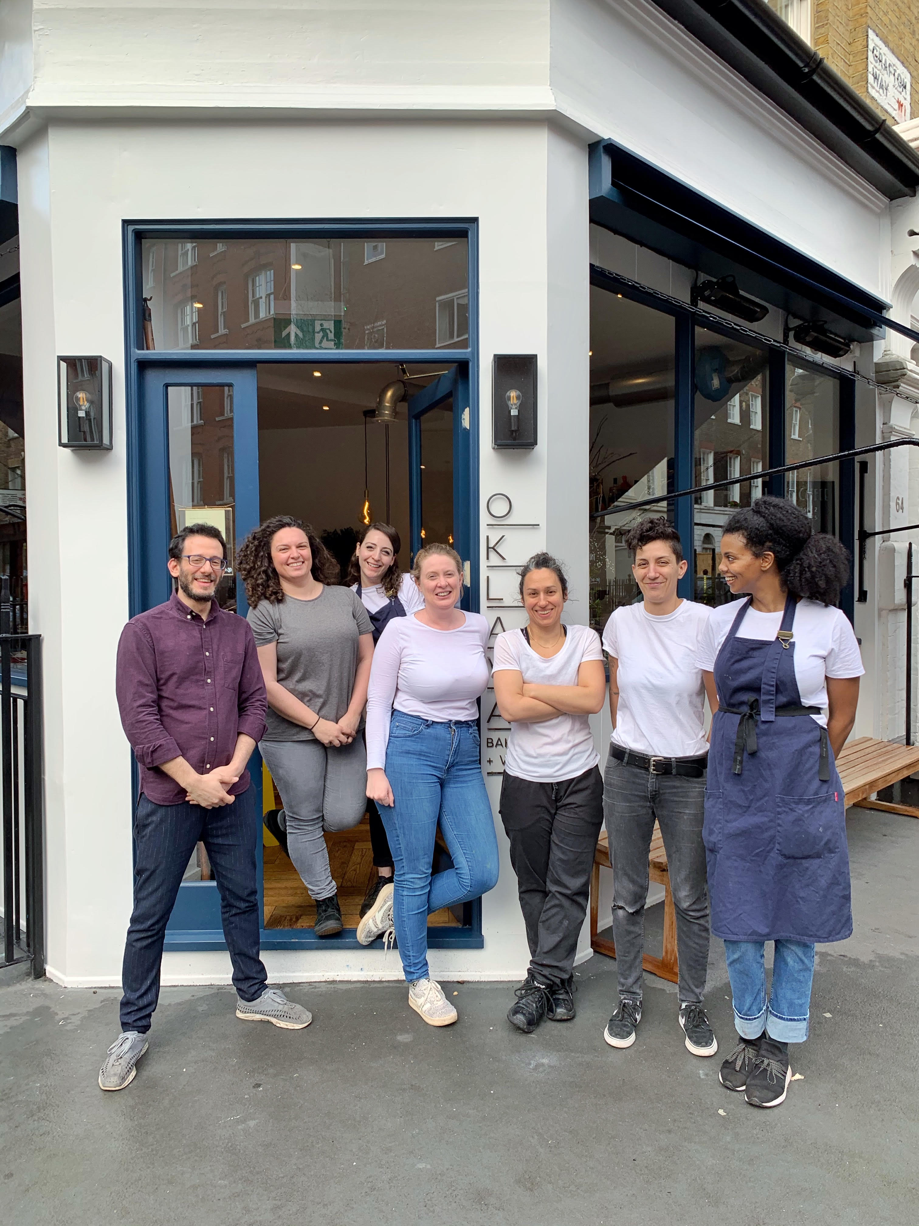 The Oklava team outside its recently opened Fitzrovia bakery and wine bar has challenged Home Secretary Priti Patel over the government’s recently announced immigration system overhaul