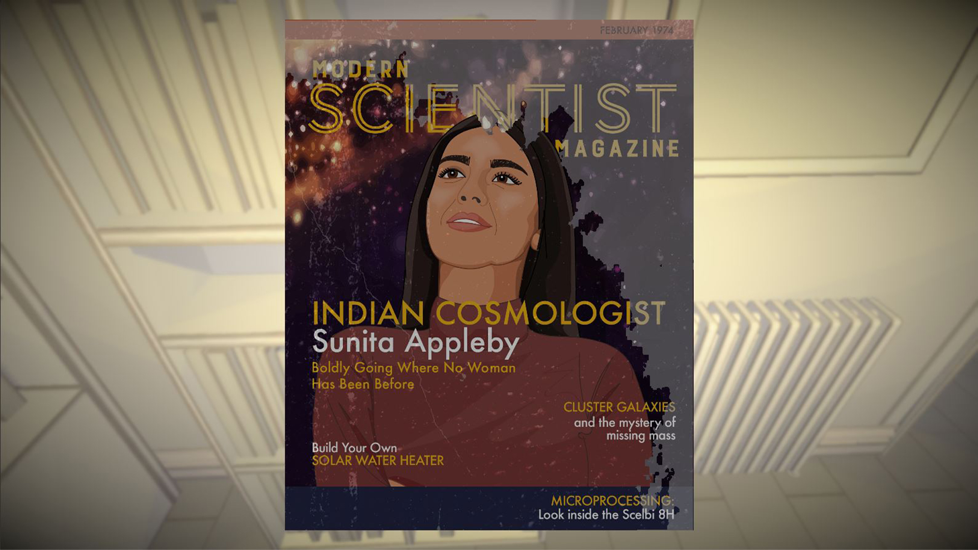 A magazine cover that reads Modern Scientist Magazine with a photo of a woman on the front