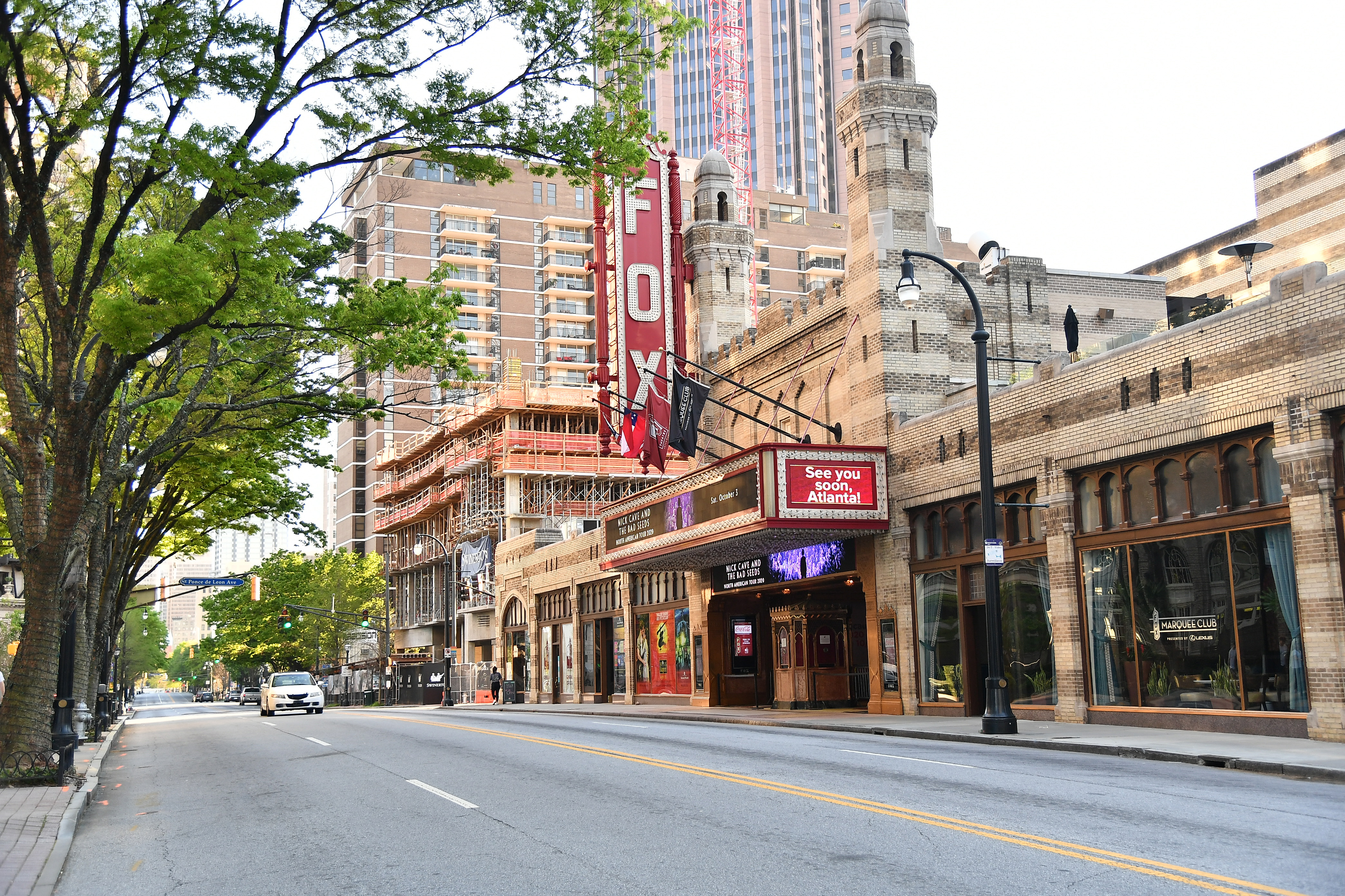 A view of the Fox Theater on Peachtree Street as the coronavirus continues to spread across the United States on March 26, 2020 in Atlanta, Georgia. The World Health Organization declared coronavirus (COVID-19) a global pandemic on March 11th.