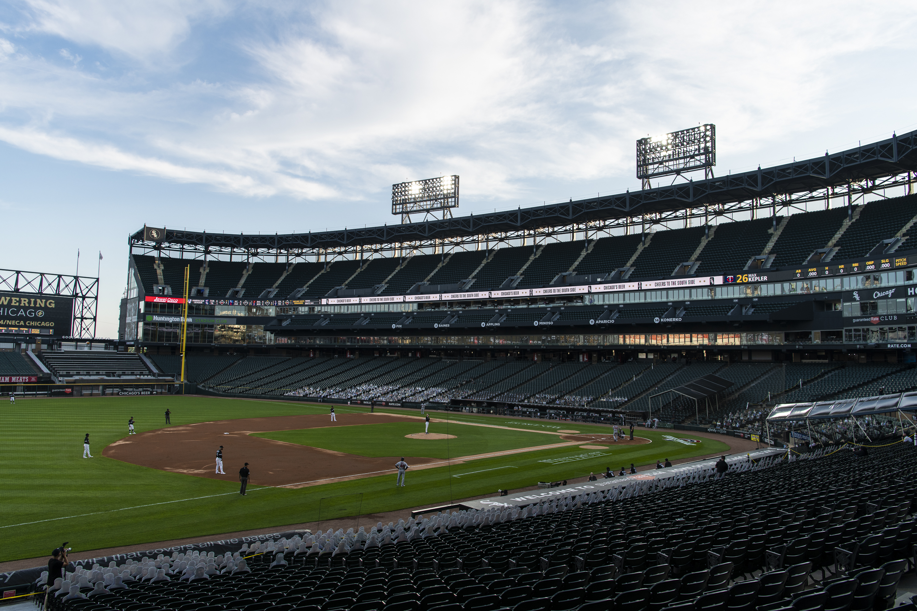 Guaranteed Rate Field sits empty during the Chicago White Sox opening day game against the Minnesota Twins, Friday evening, July 24, 2020.