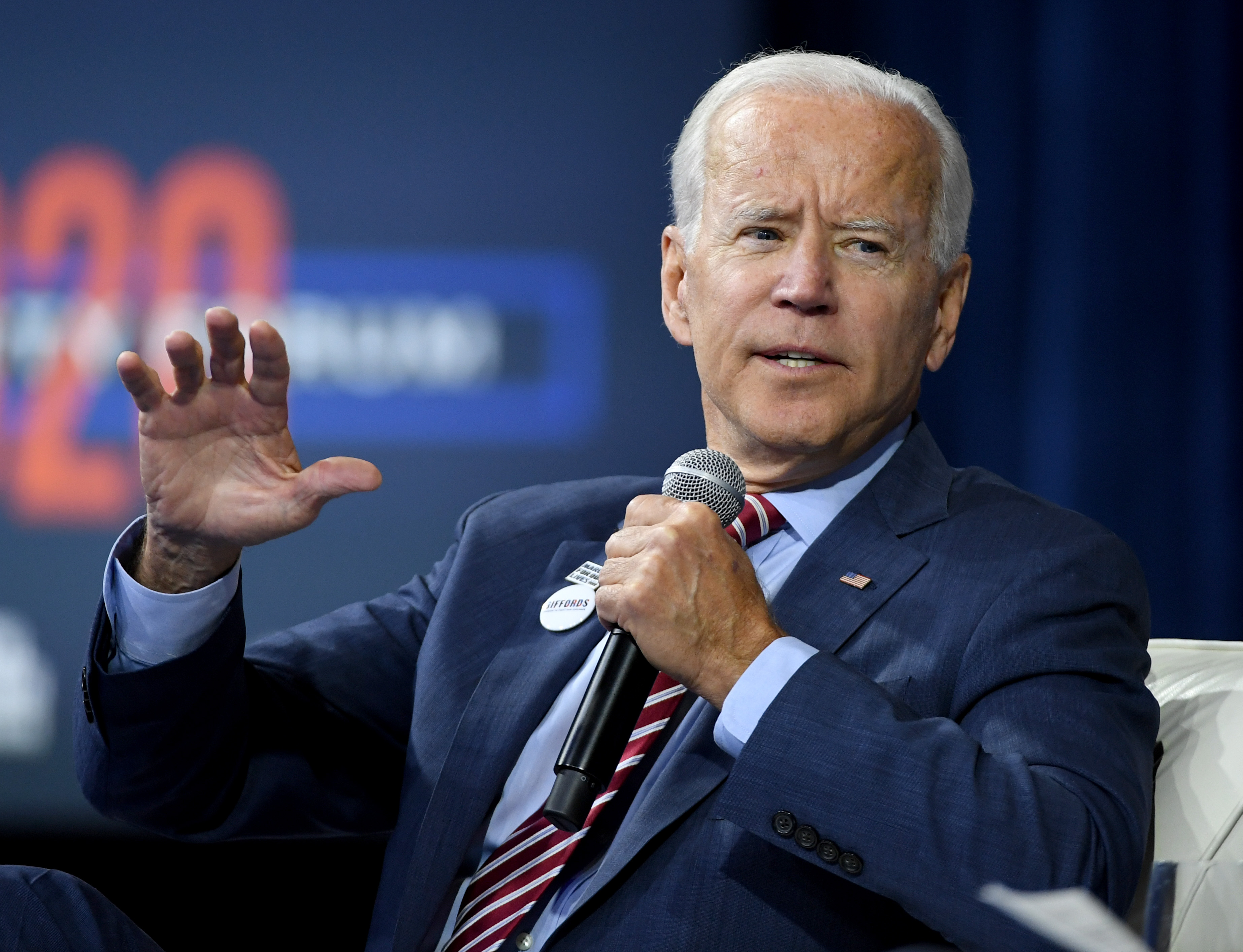 Former Vice President Joe Biden attends the 2020 Gun Safety Forum, hosted by gun control activist groups Giffords and March for Our Lives.