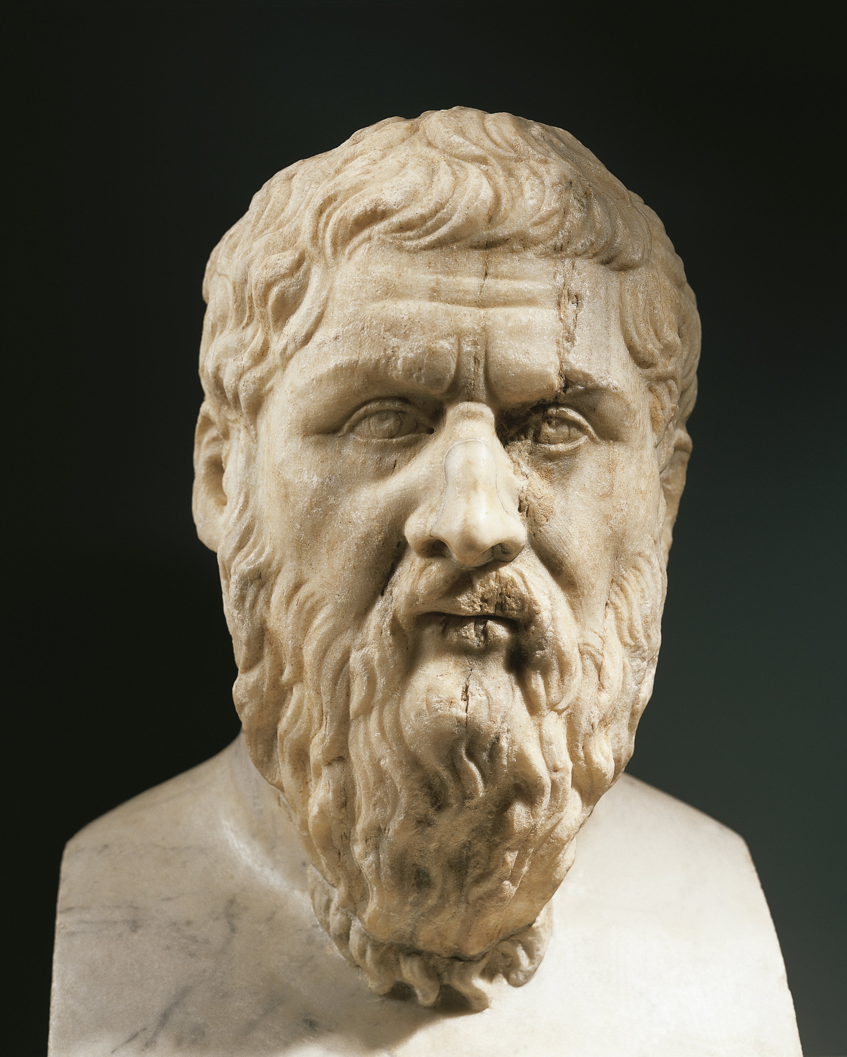 Head of Plato (circa 428- 248 B.C.), Greek philosopher, marble