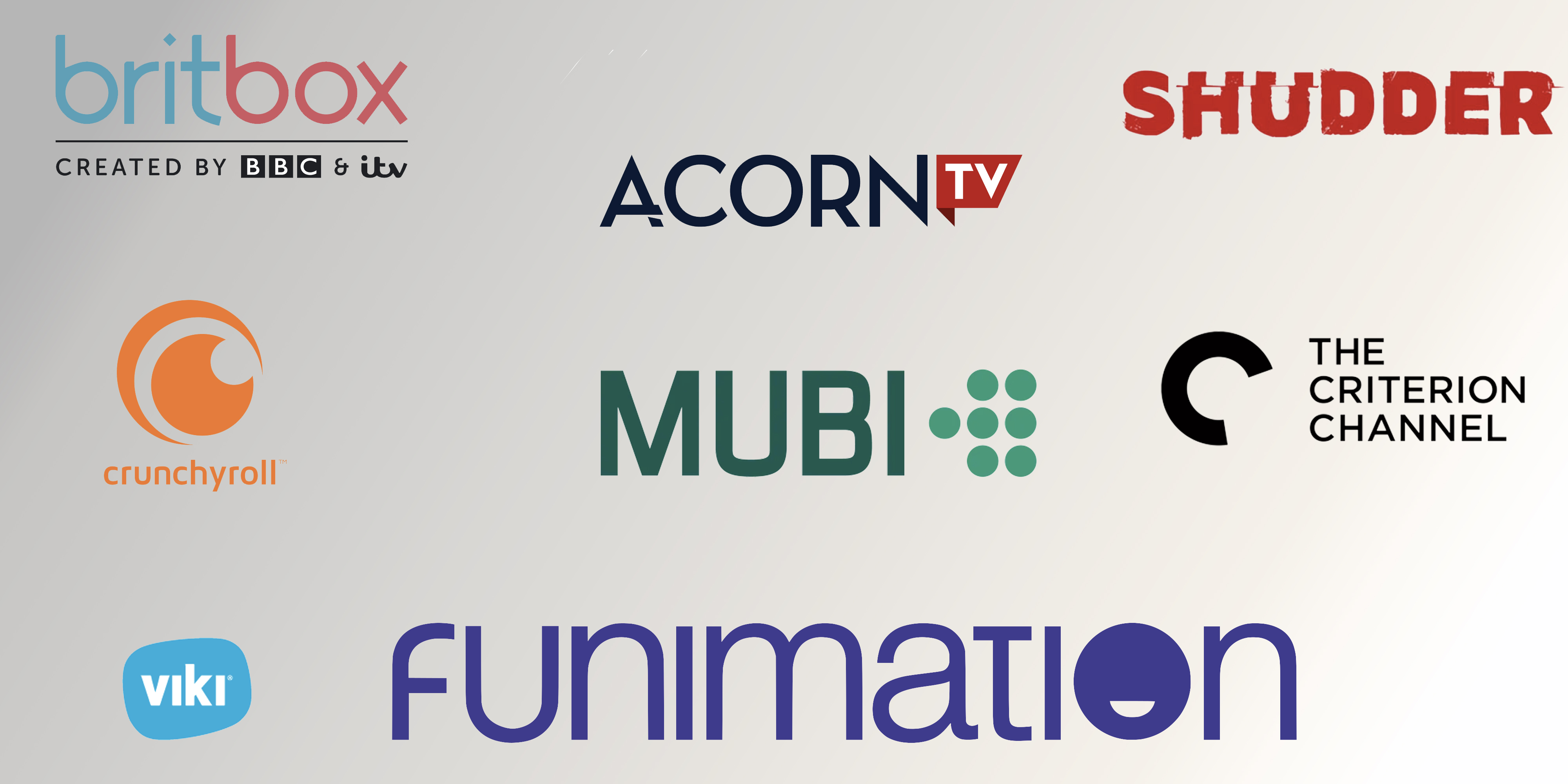 A collection of niche streaming platform logos