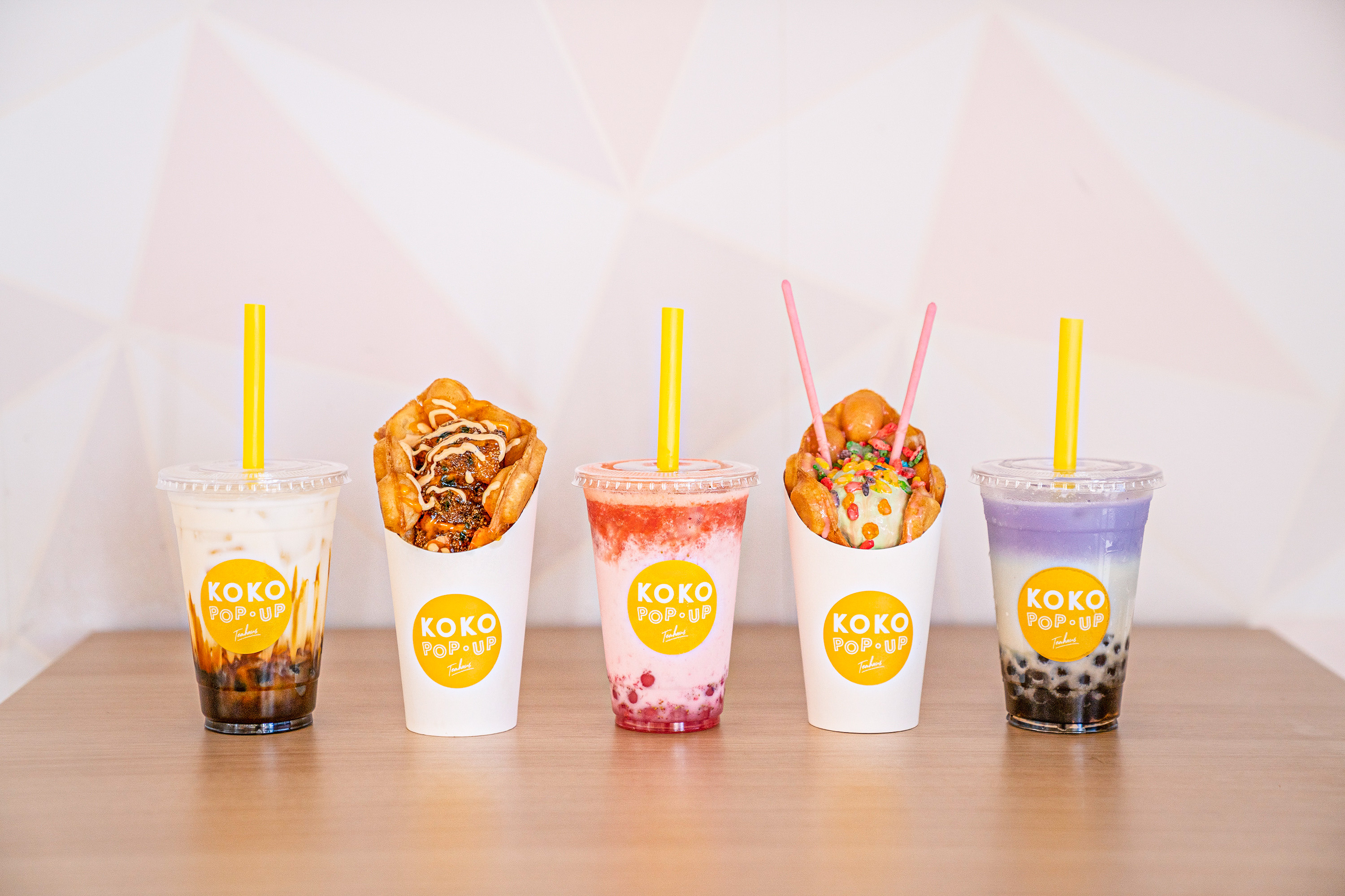Boba teas and bubble waffles from the Koko Pop-Up