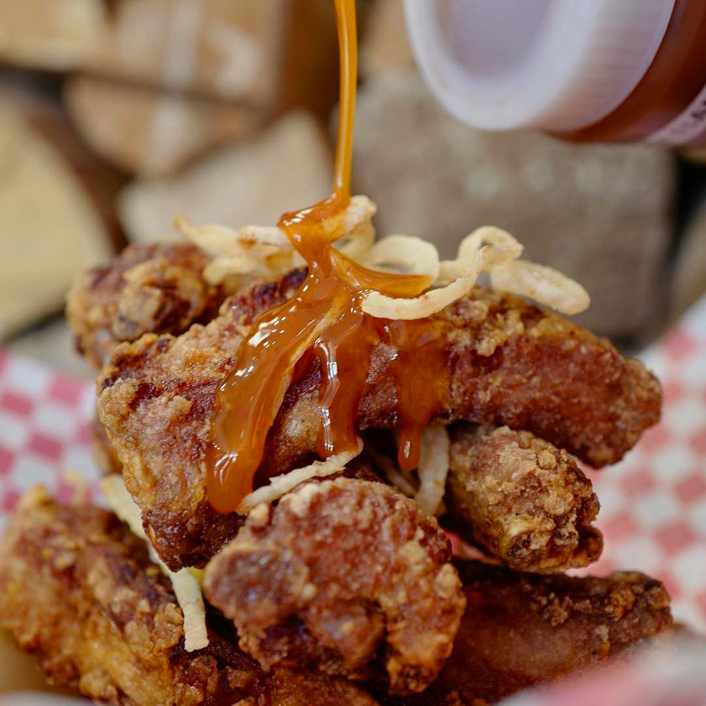 Deep fried ribs drizzled with mango habanero sauce will join the barbecue menu at L2 Texas BBQ created by Texas Meltz.