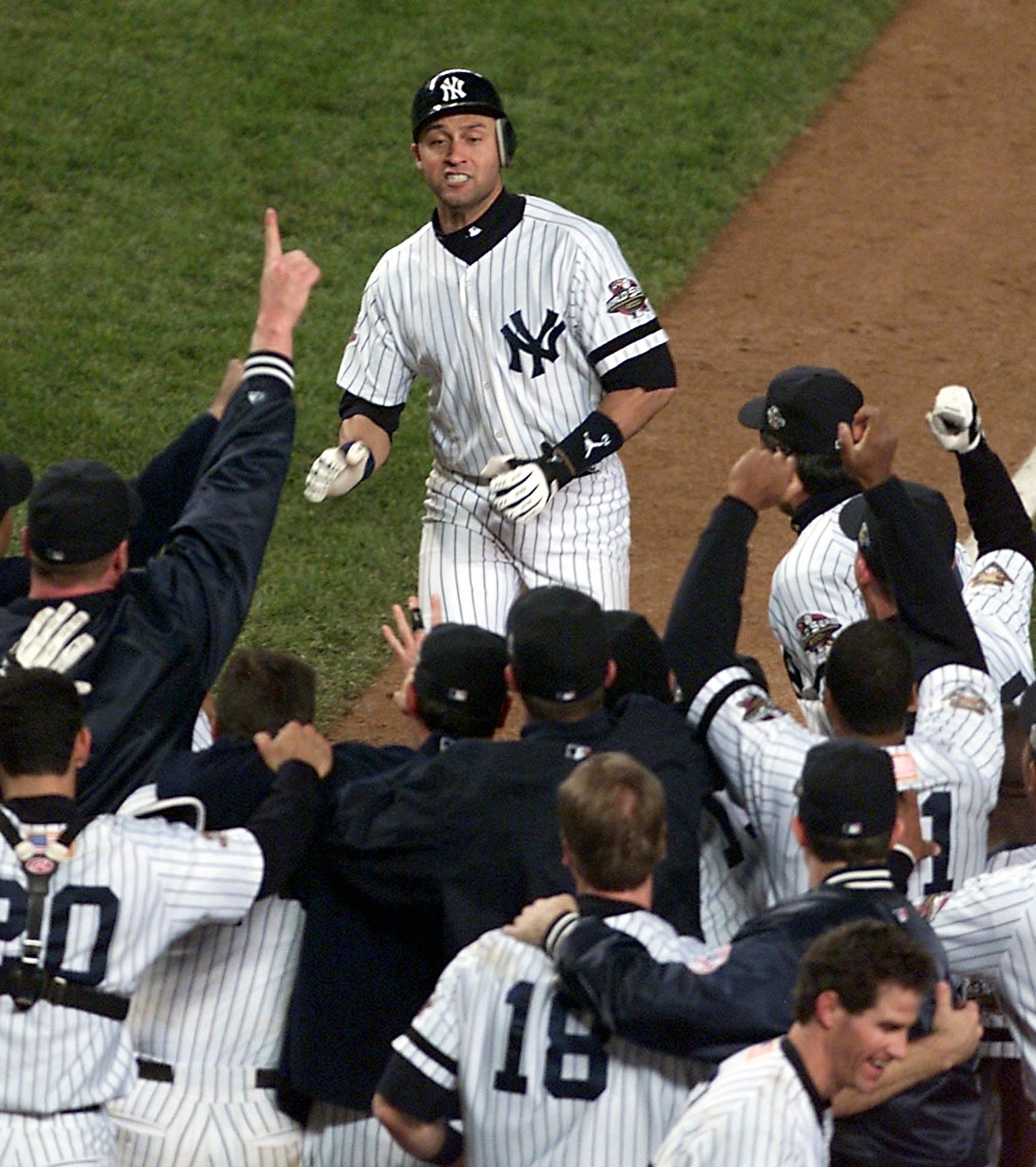 New York Yankees shortstop Derek Jeter is welcomed