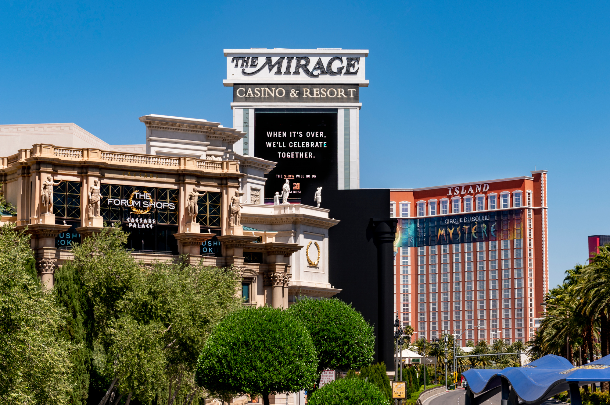 The Mirage marquee in April 2020.