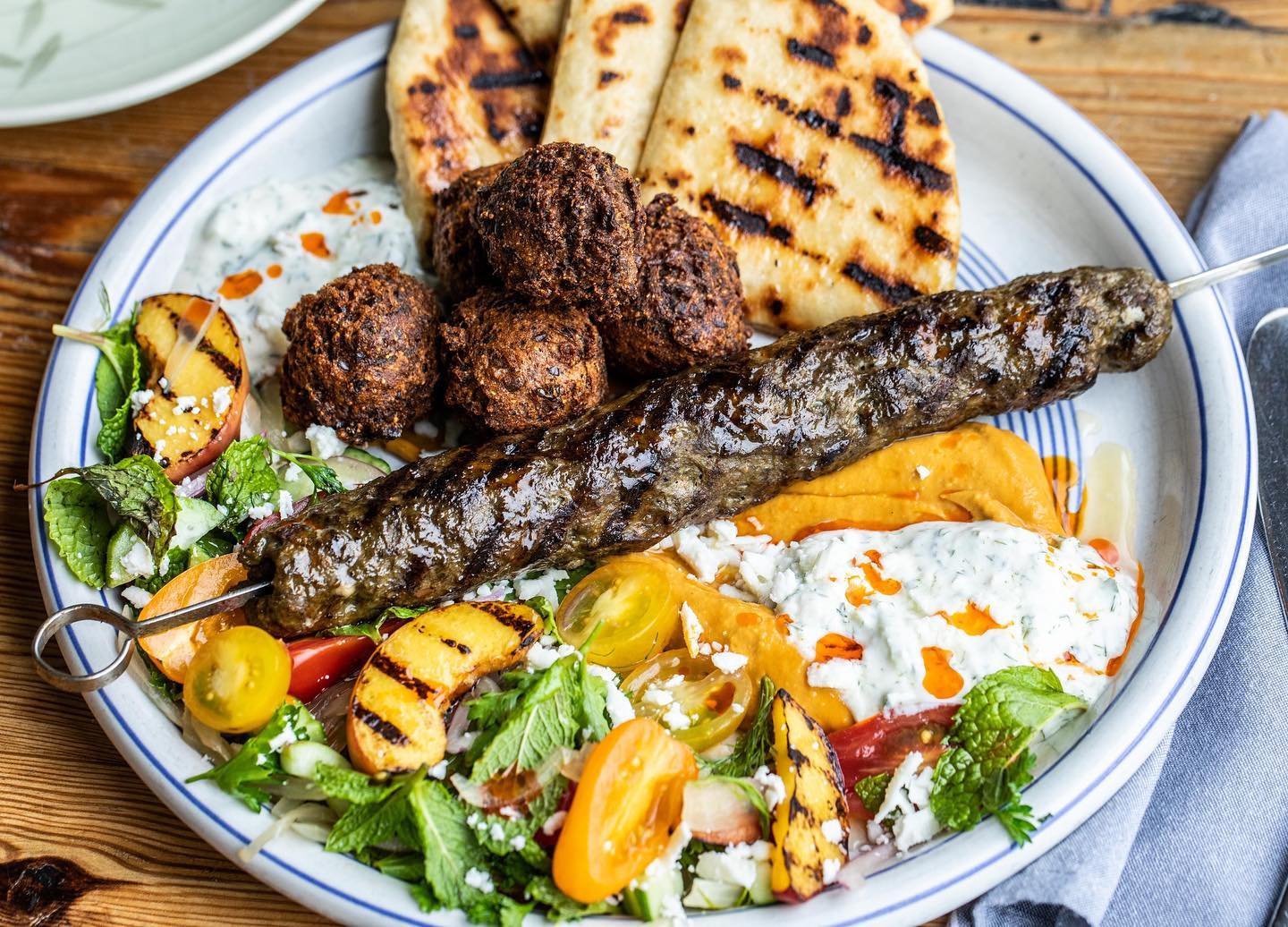 The grilled goat kofta plate from Odd Duck