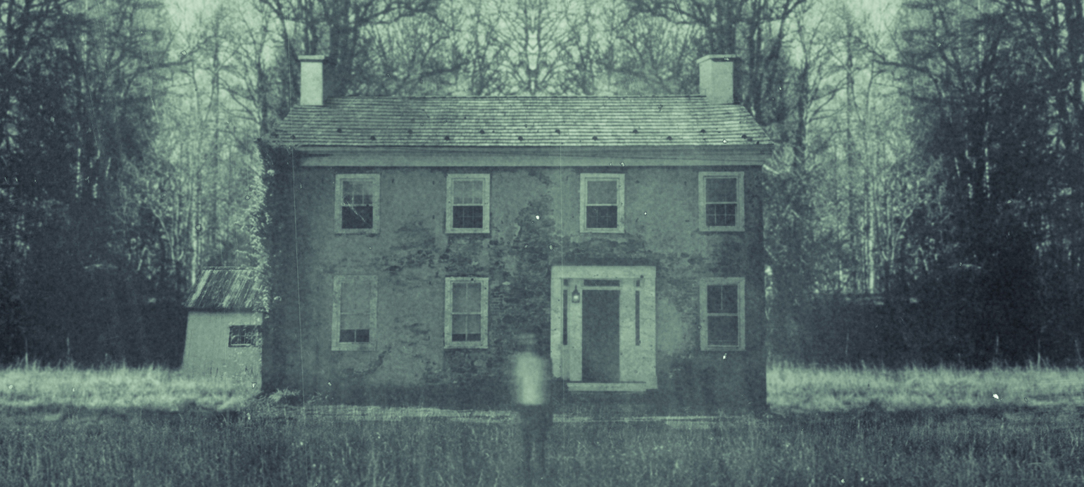 The Book of Accidents cover crop: haunted house and creepy girl