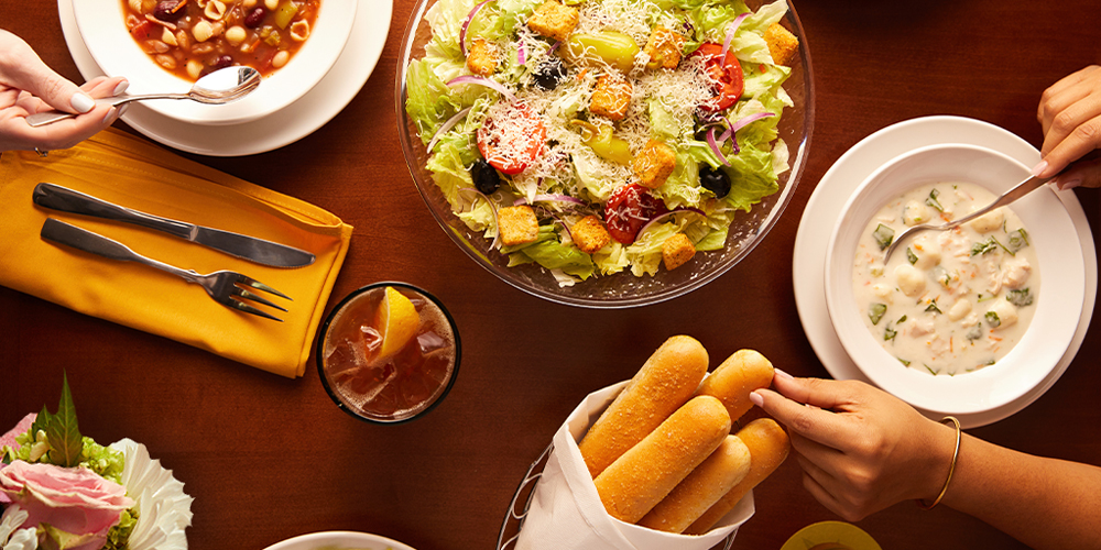 The unlimited, soup, salads and breadsticks on the Olive Garden menu.