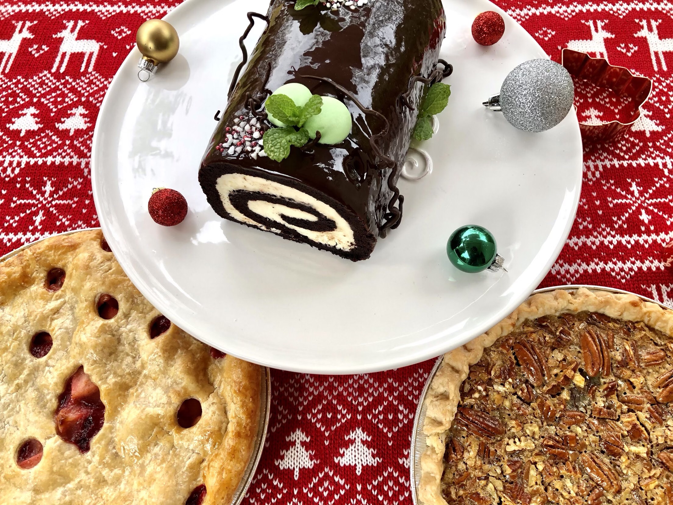 Peppermint chocolate chip yule log from Kirsh Baking Company.
