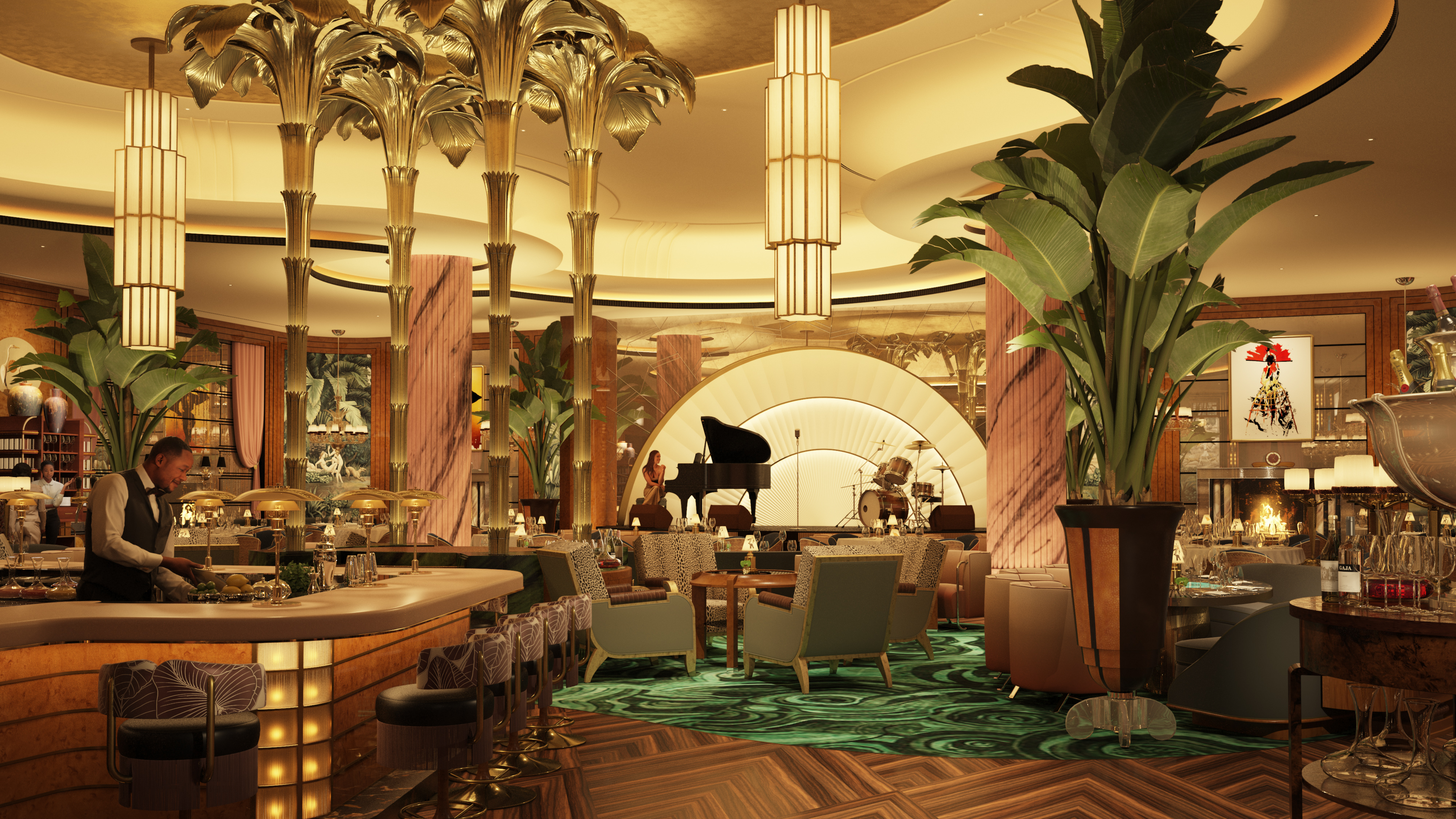 A rendering of the main dining room at Delilah