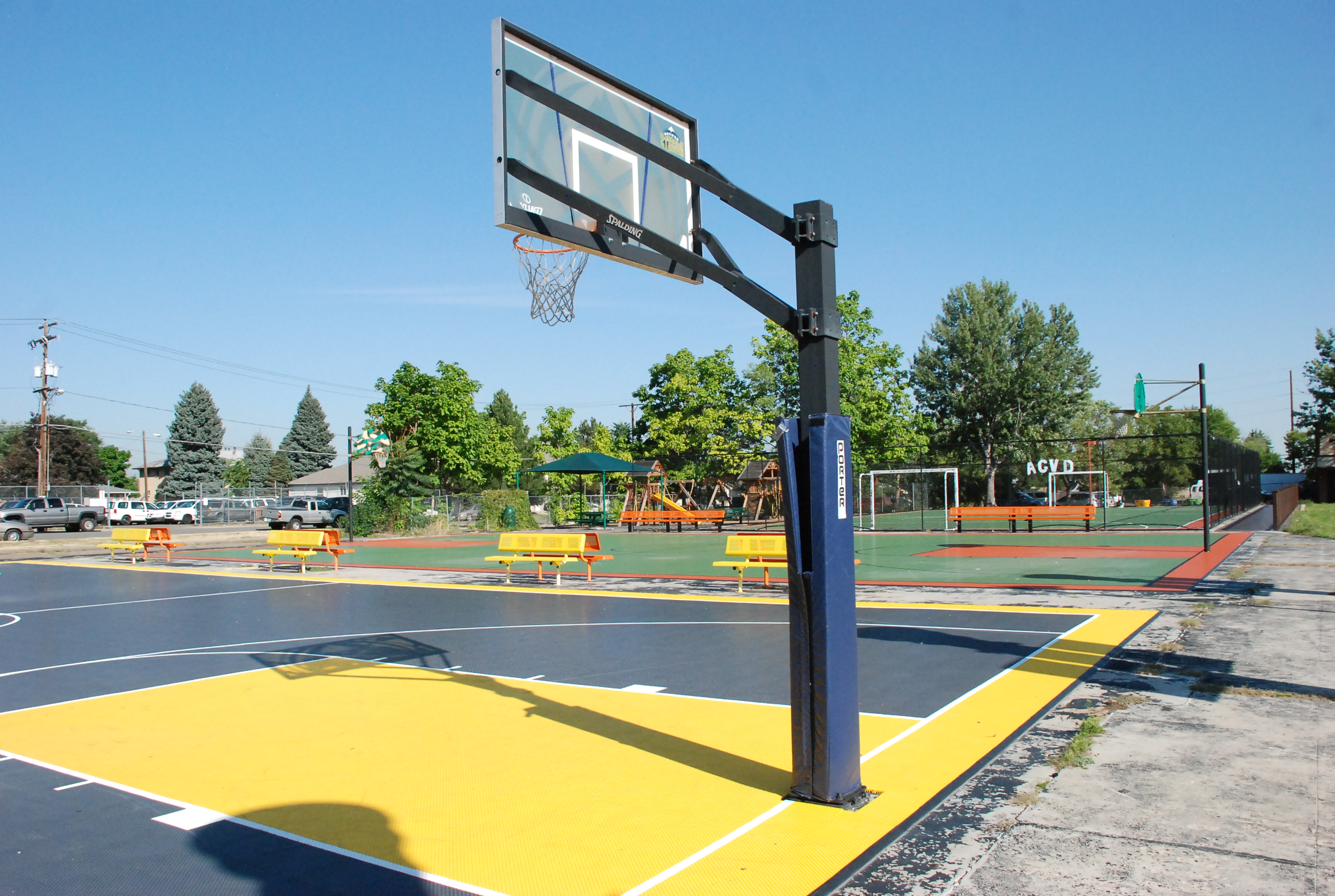 an empty basketball court