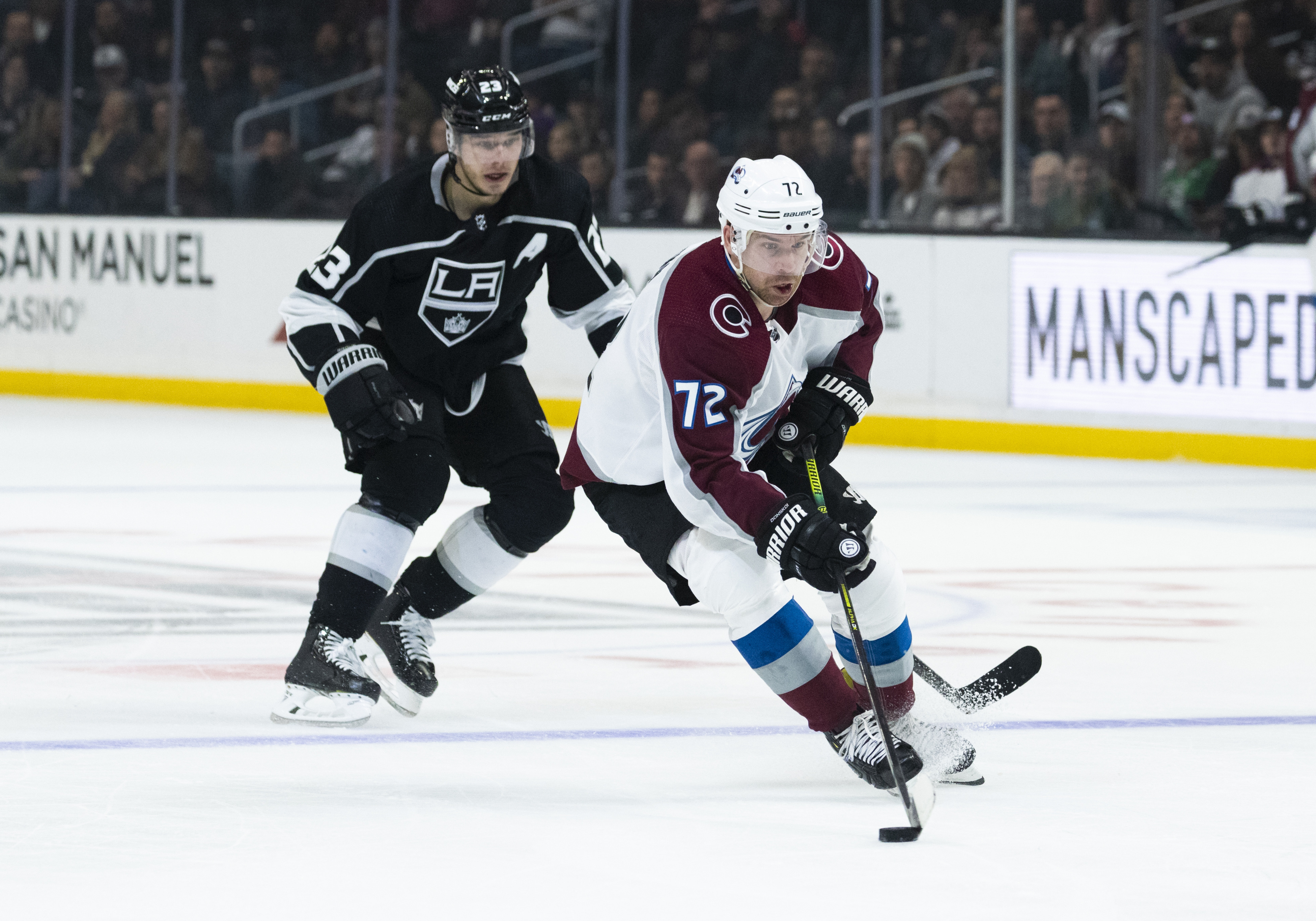 Colorado Avalanche right wing Joonas Donskoi (72) during the NHL regular season hockey game against the Los Angeles Kings on Monday, March 9, 2020 at Staples Center in Los Angeles, Calif.