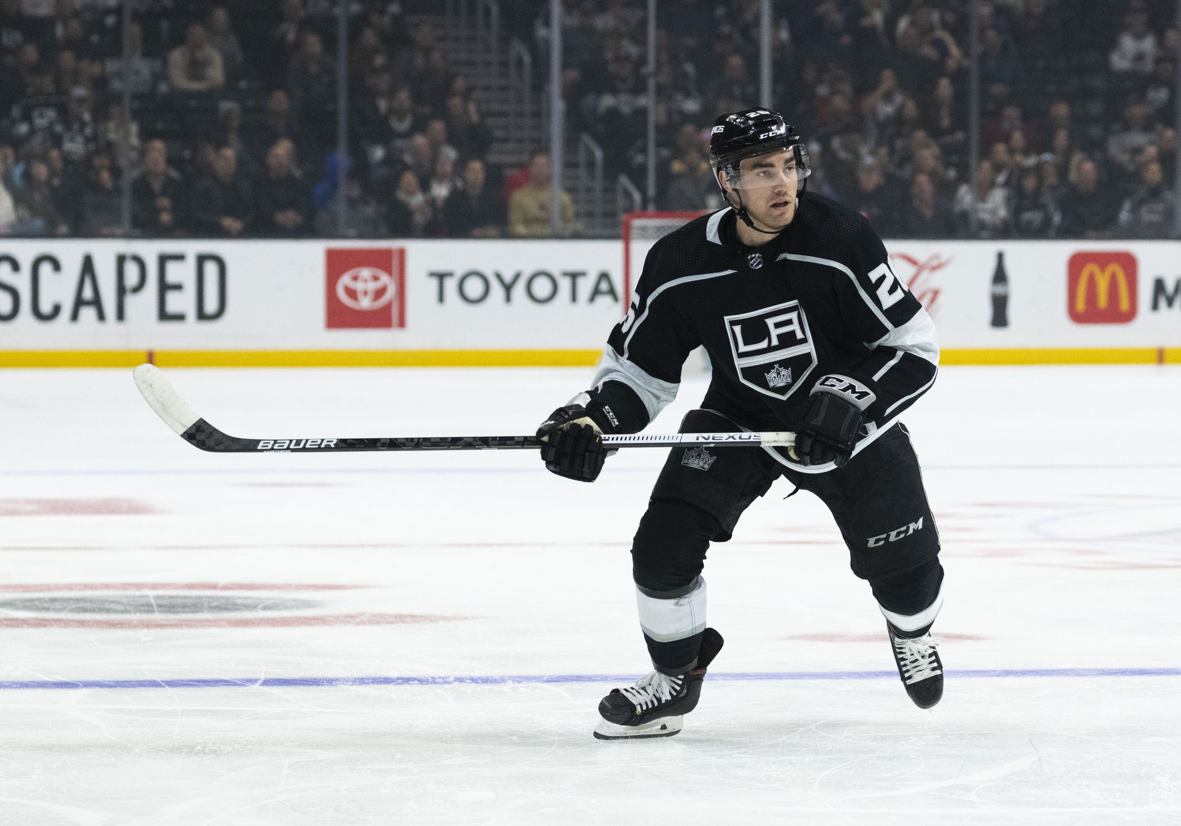 Los Angeles Kings defenseman Sean Walker (26) skates during the NHL regular season hockey game against the Colorado Avalanche on Monday, March 9, 2020 at Staples Center in Los Angeles, Calif.