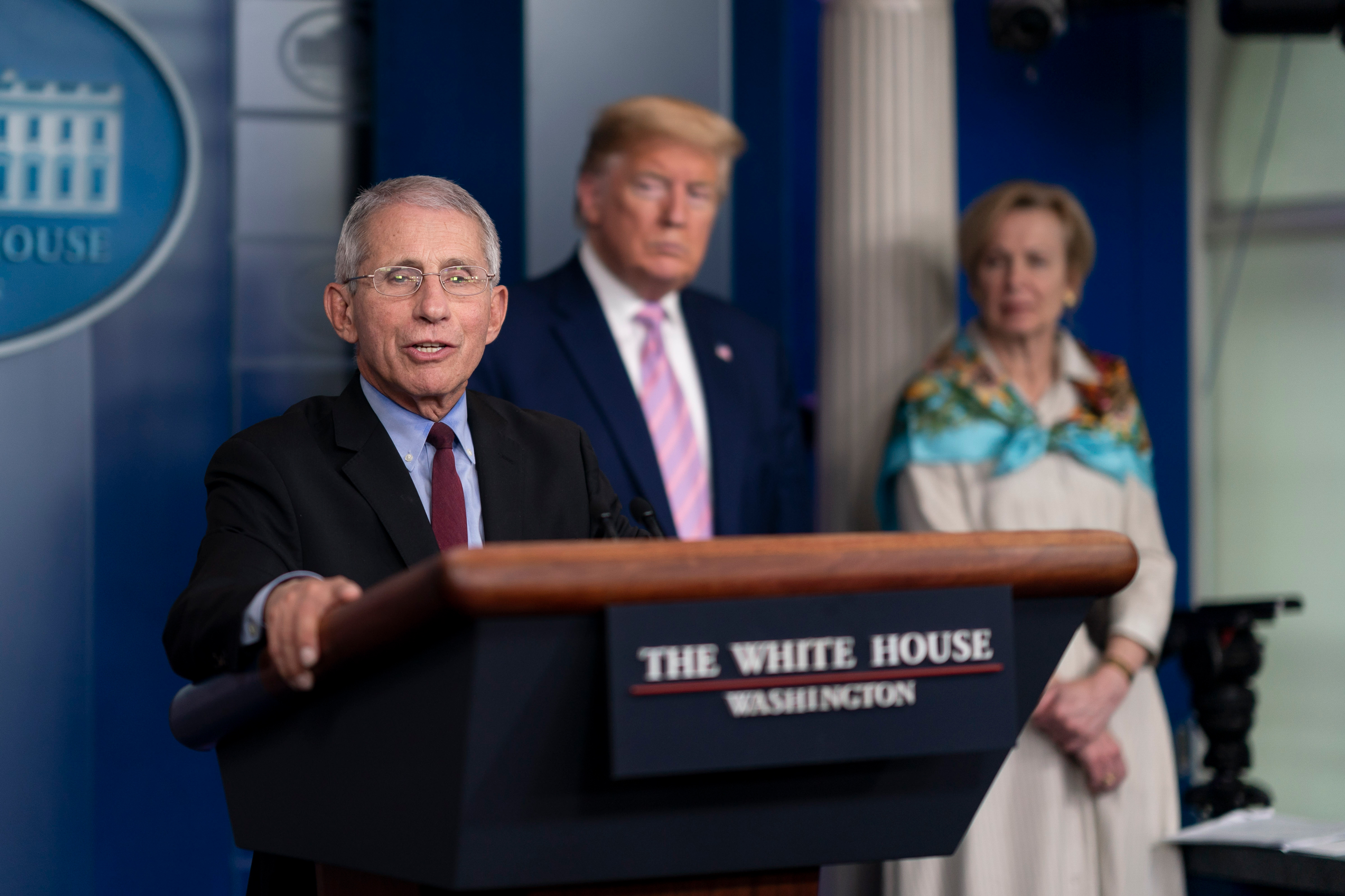 Dr. Anthony Fauci gives a coronavirus update from the White House, April 4, 2020.
