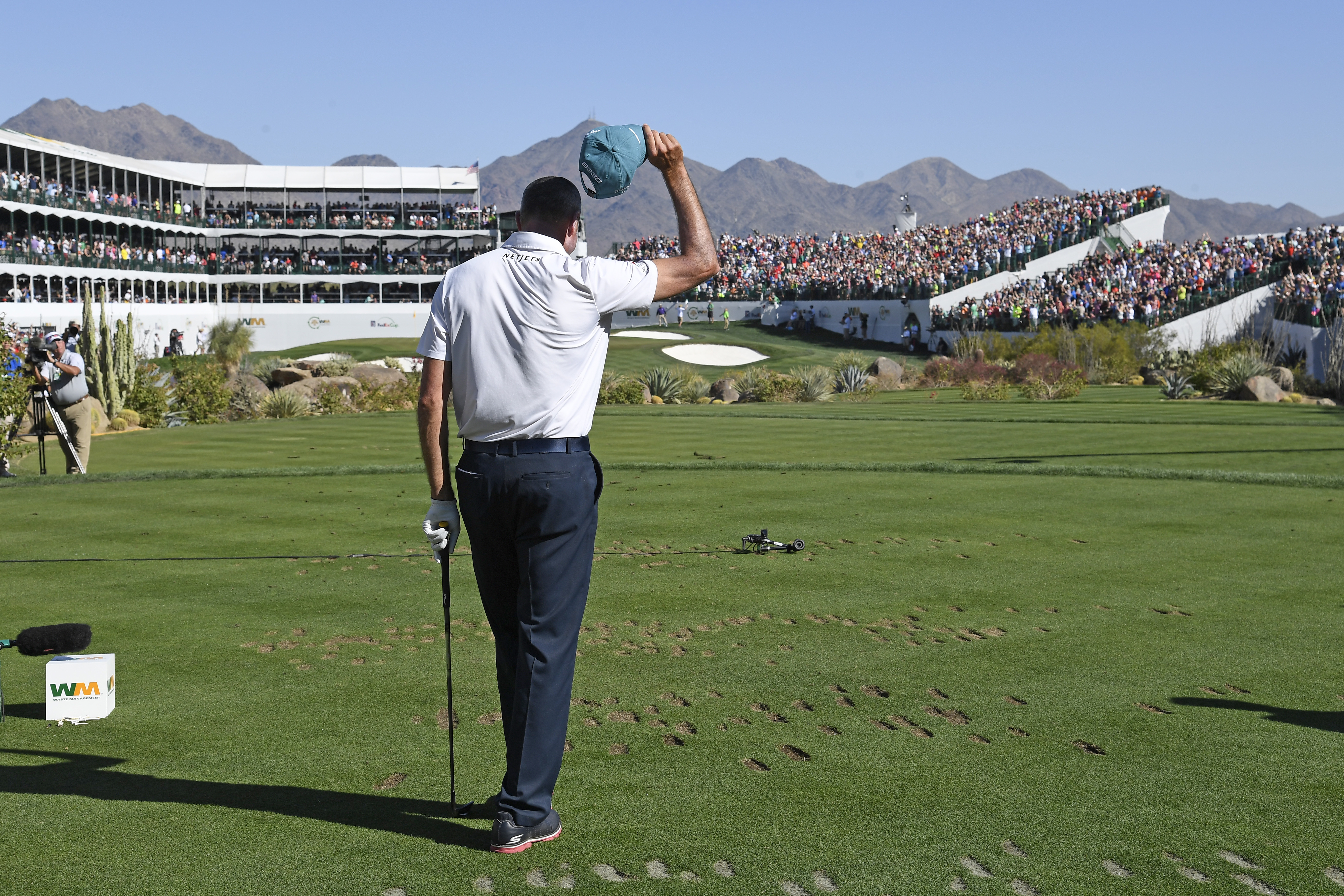 Matt Kuchar almost makes a hole-in-one on the 16th hole during the final round of the Waste Management Phoenix Open, at TPC Scottsdale on February 4, 2018 in Scottsdale, Arizona.