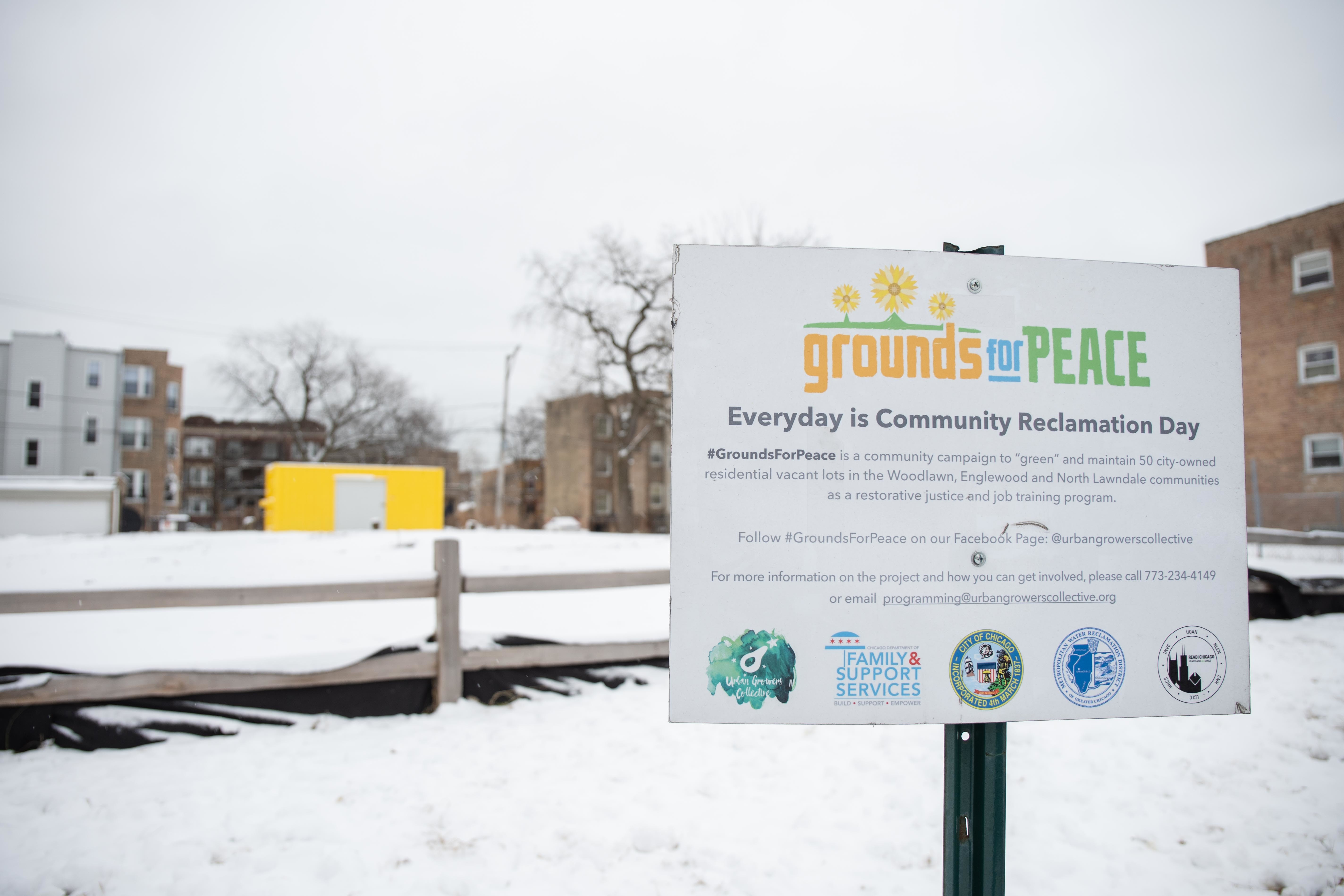 This once-vacant lot, 6035 S. Dr. Martin Luther King Jr. Dr., is part of the city’s Grounds for Peace program. 
