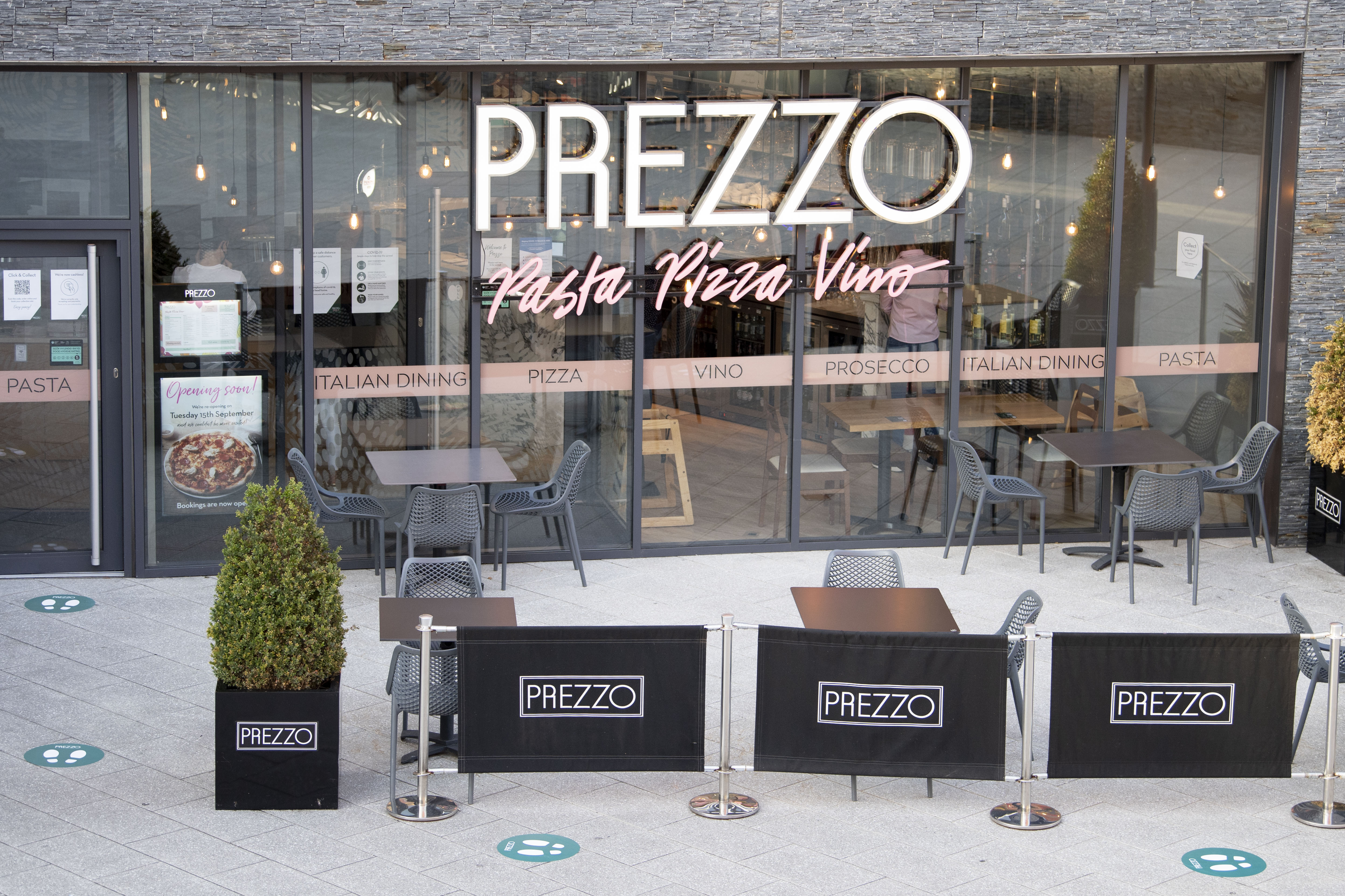 The exterior of a Prezzo restaurant in the U.K.