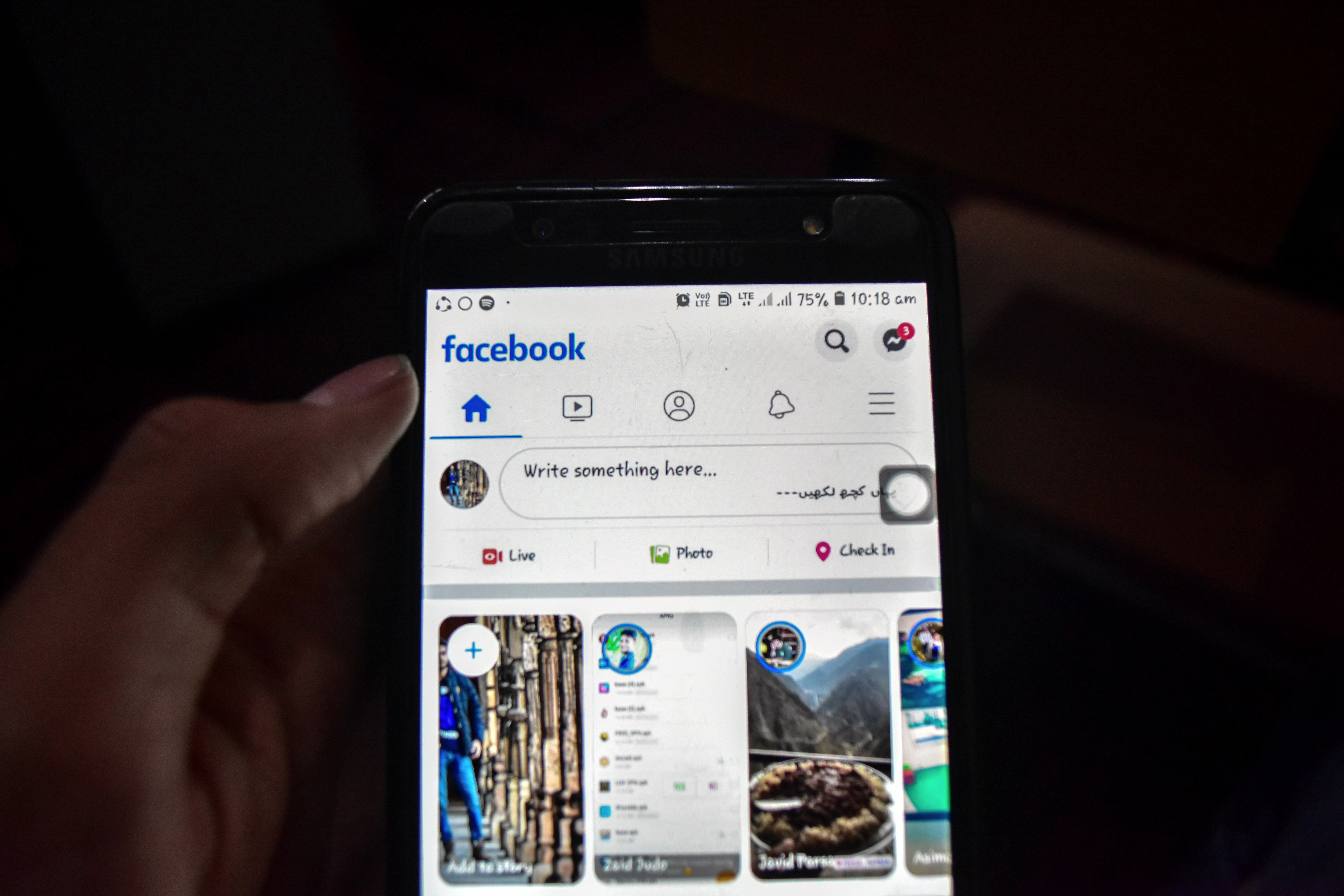 Facebook page displayed on a phone.