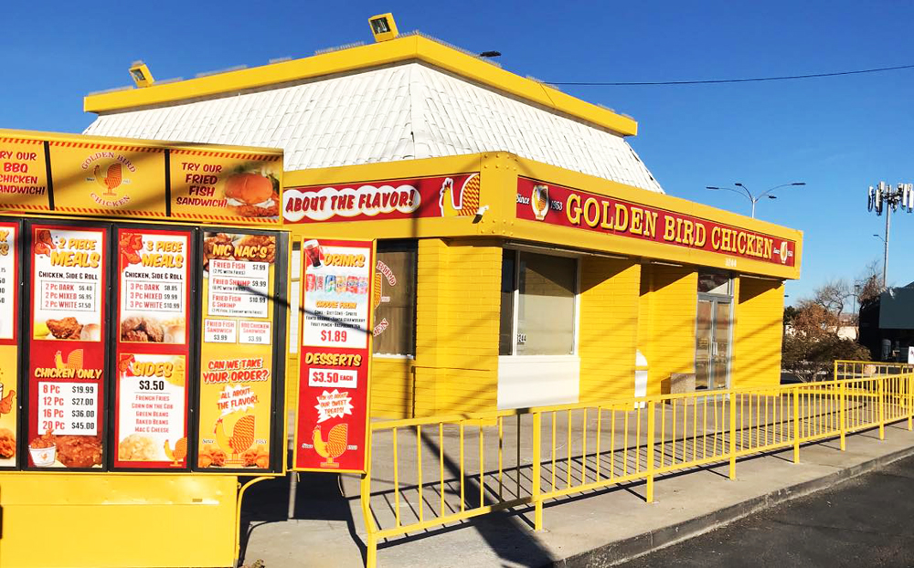 The exterior of Southern California’s Golden Bird Chicken, now open in Las Vegas on Desert Inn Road.