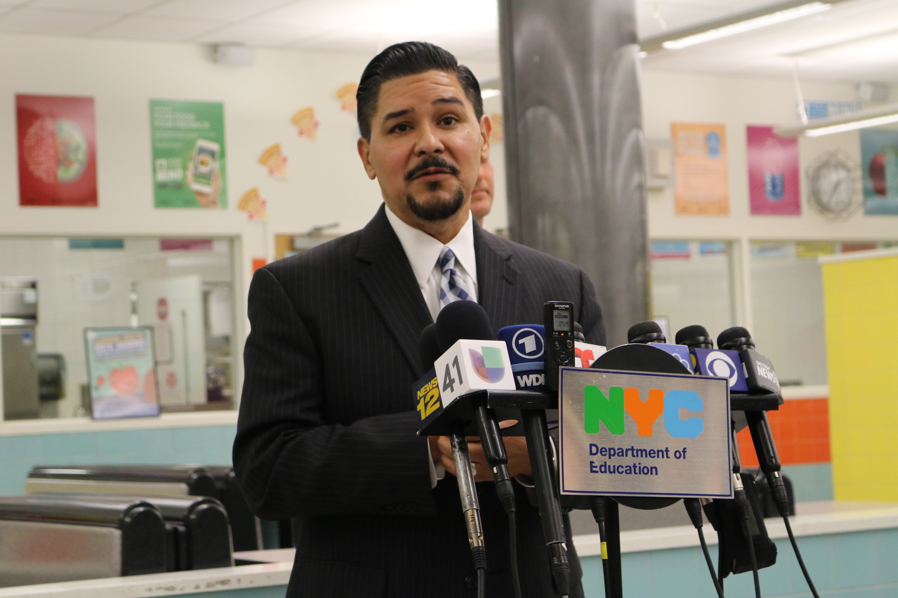 Chancellor Richard Carranza at a press conference earlier this year.