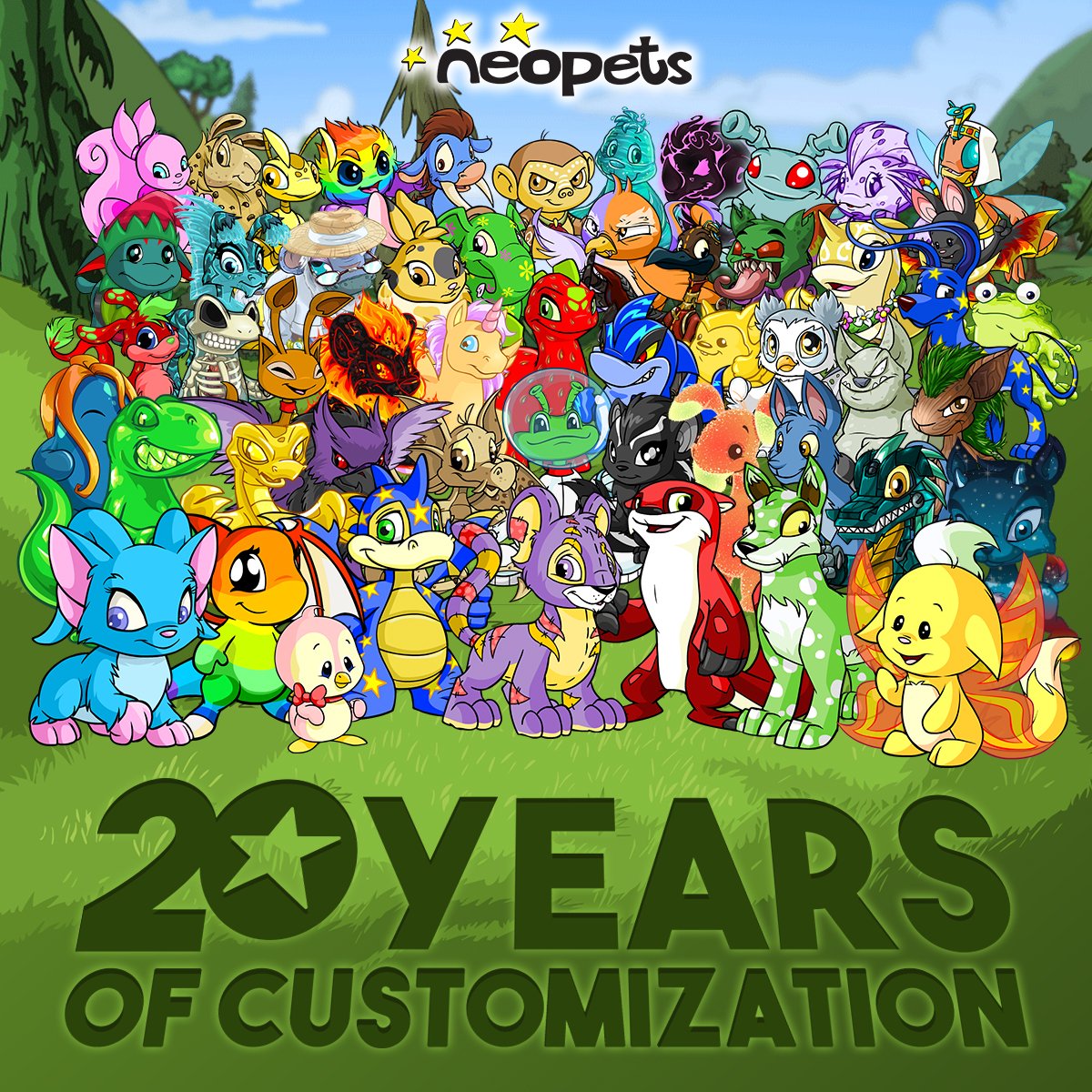 a group of different neopets